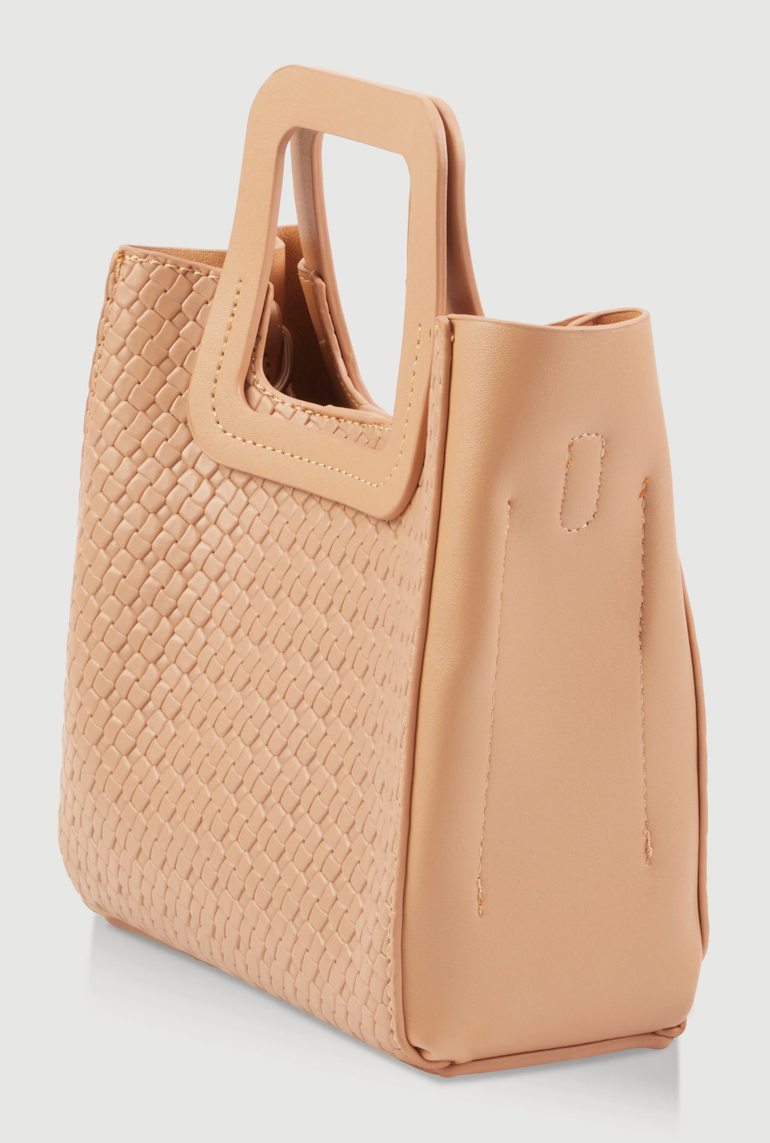 Faux Leather Basketweave Convertible Handbag sold by Rainbow product image thumbnail 5