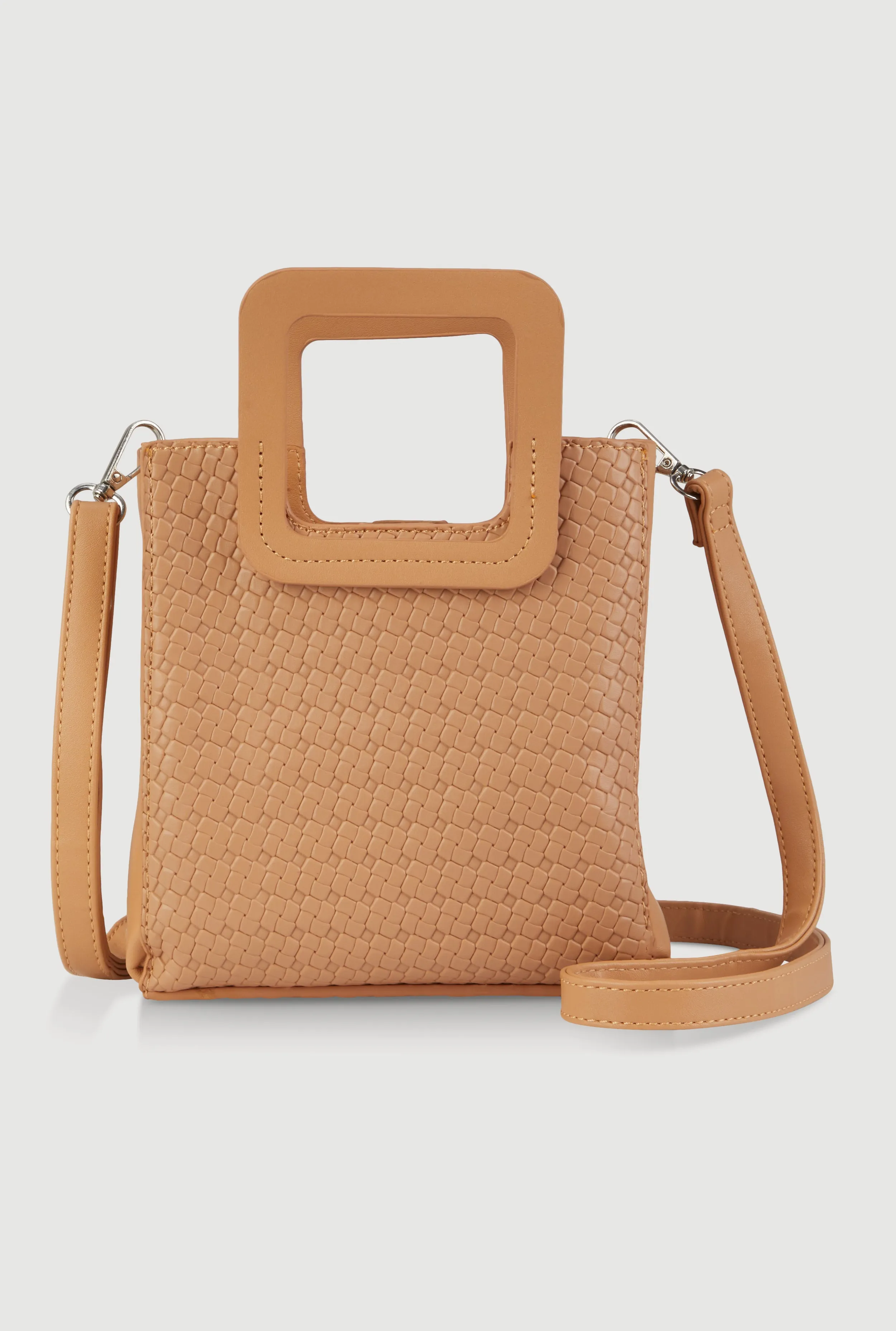 Faux Leather Basketweave Convertible Handbag sold by Rainbow