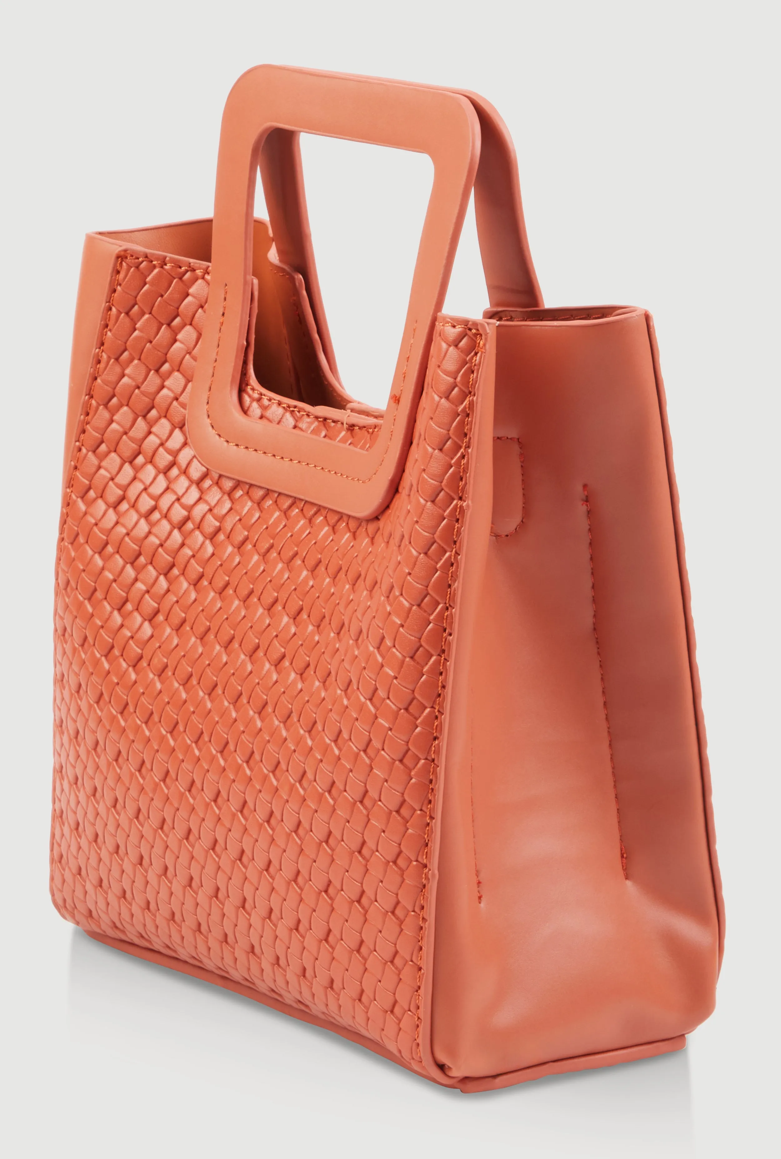 Faux Leather Basketweave Convertible Handbag sold by Rainbow product image thumbnail 5