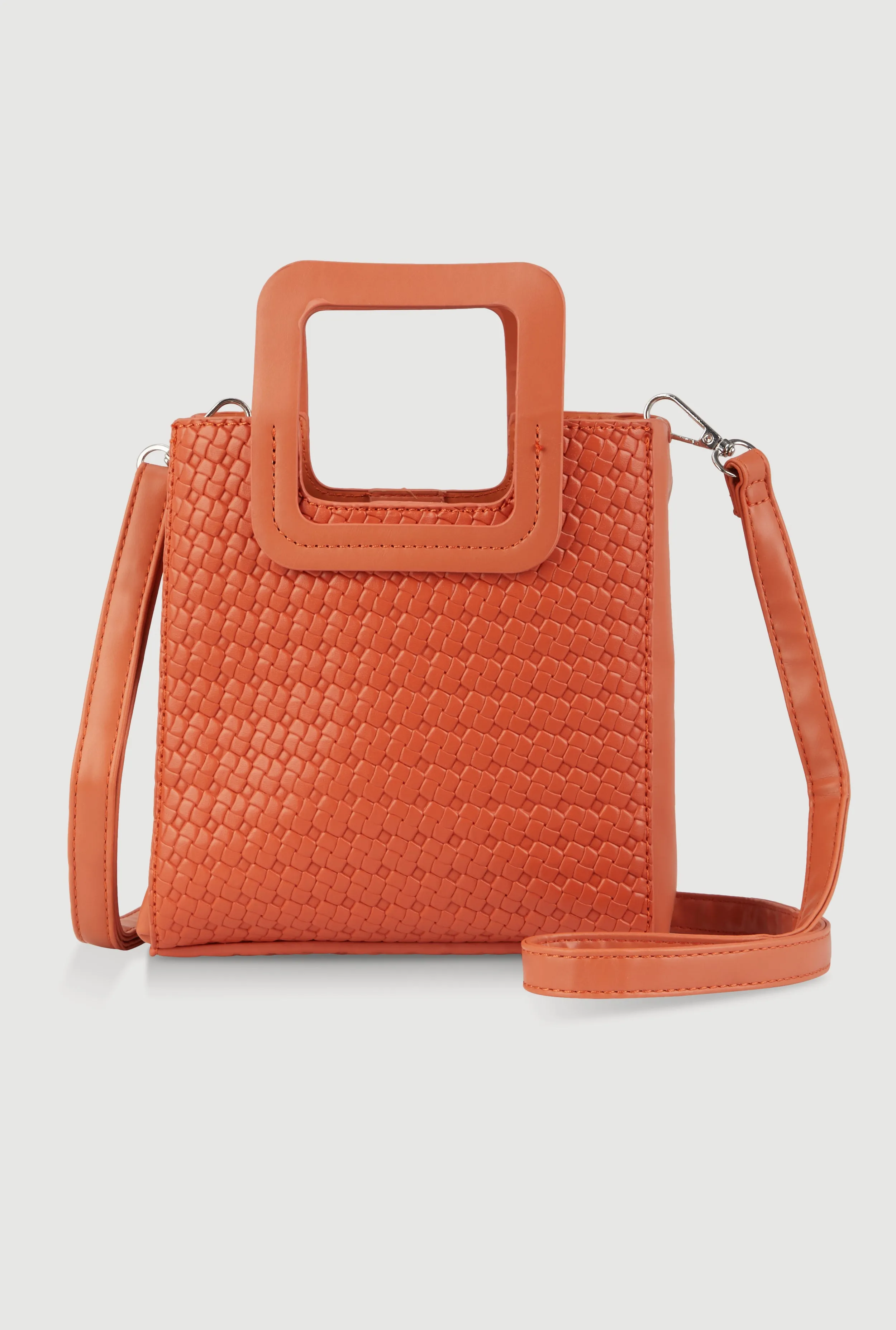 Faux Leather Basketweave Convertible Handbag sold by Rainbow