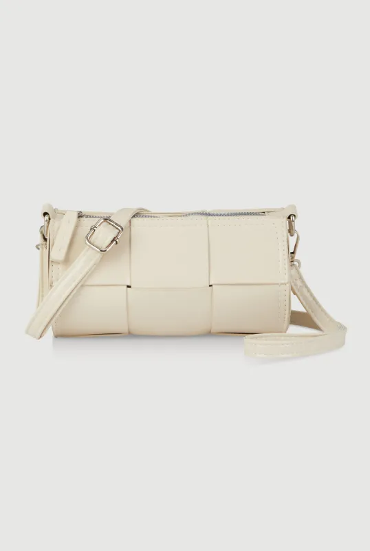 Faux Leather Woven Cylinder Crossbody Bag sold by Rainbow
