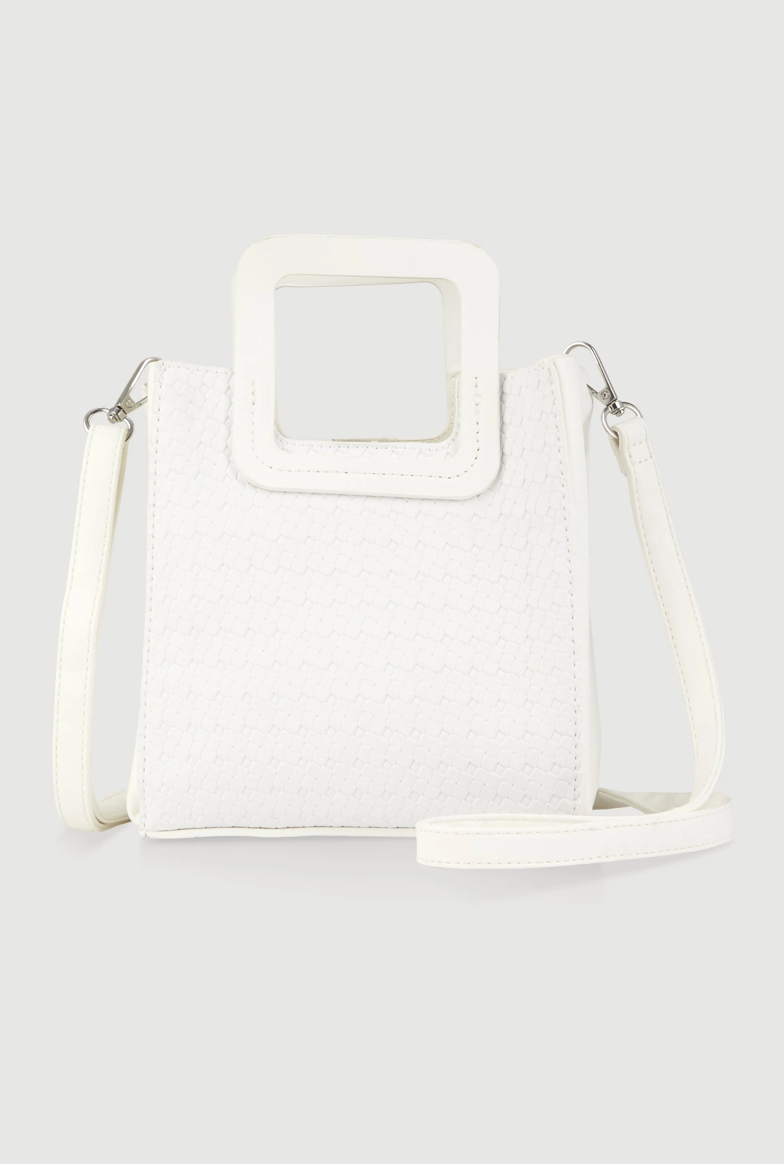 Faux Leather Basketweave Convertible Handbag sold by Rainbow