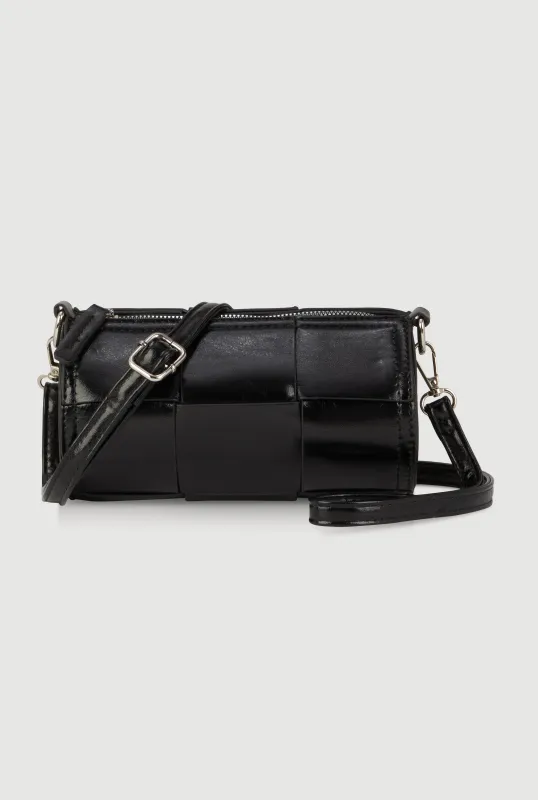 Faux Leather Woven Cylinder Crossbody Bag sold by Rainbow