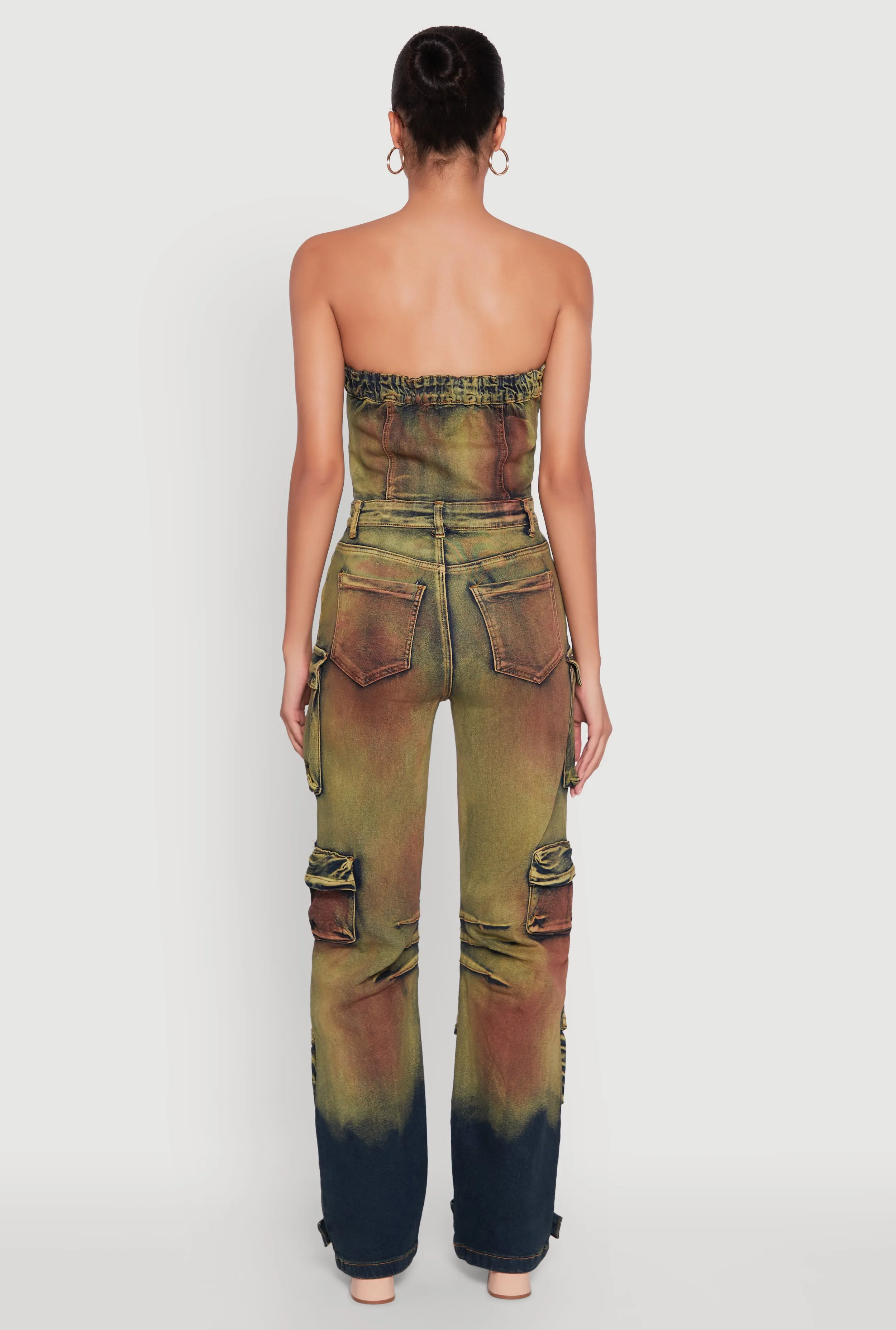 Acid Wash Button Front Tube Utility Jumpsuit sold by Rainbow product image thumbnail 5