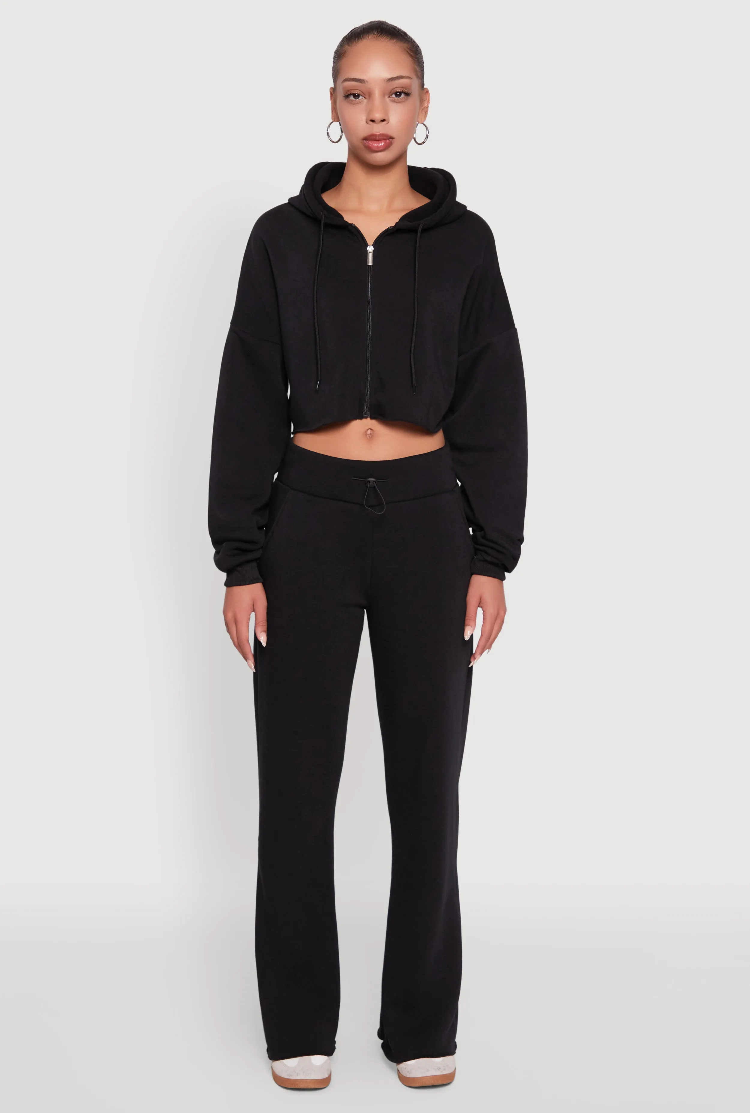 Long Sleeve Zip Front Cropped Hoodie sold by Rainbow product image thumbnail 3