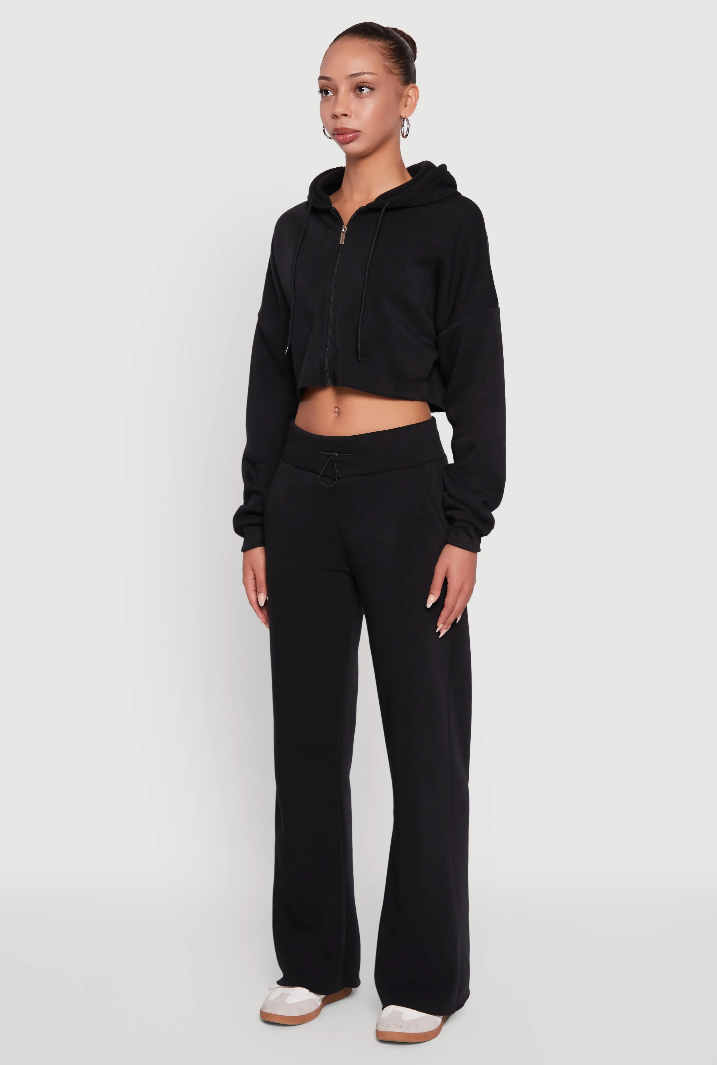 Long Sleeve Zip Front Cropped Hoodie sold by Rainbow product image thumbnail 5