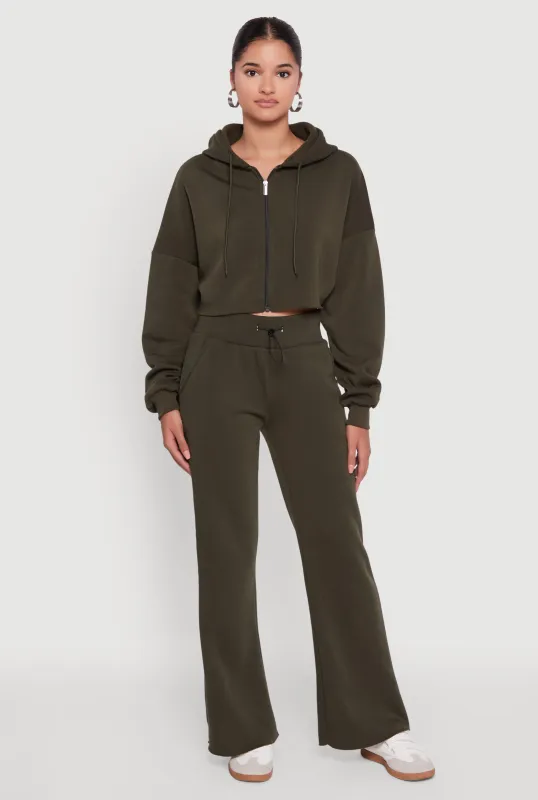 Toggle Drawstring Waist Flare Sweatpants sold by Rainbow