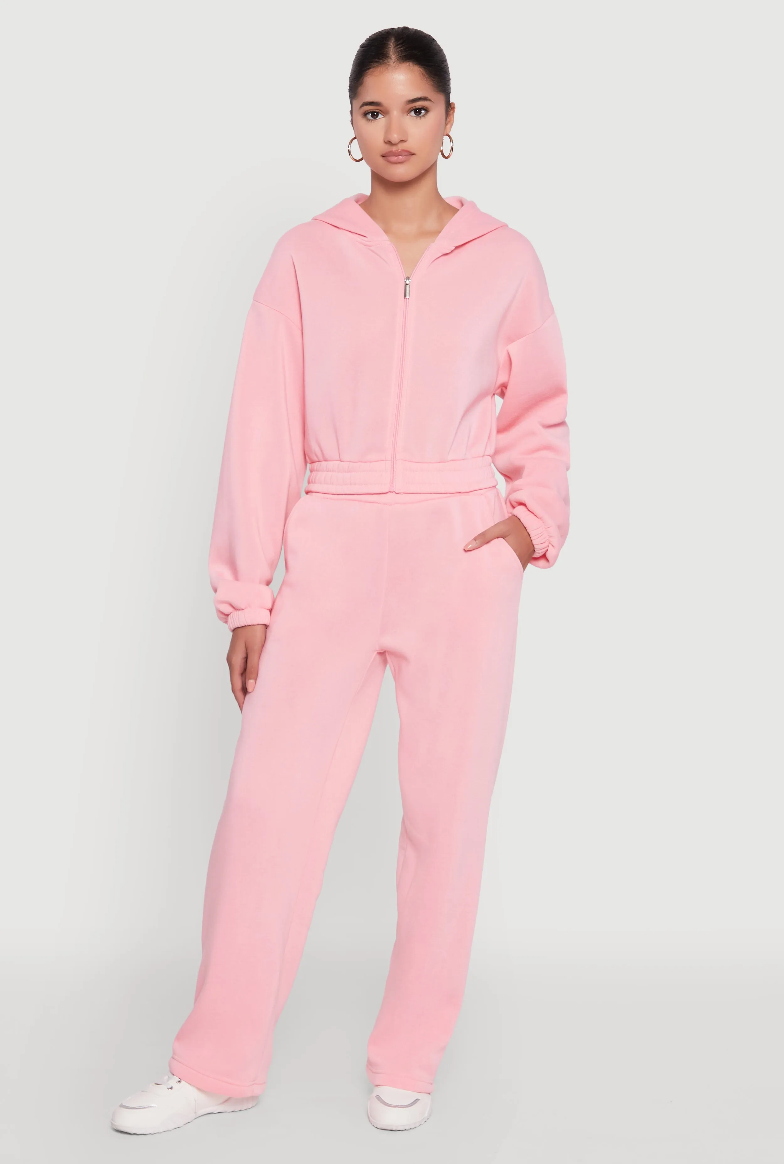 Long Sleeve Zip Front Elastic Hem Hoodie sold by Rainbow product image thumbnail 2