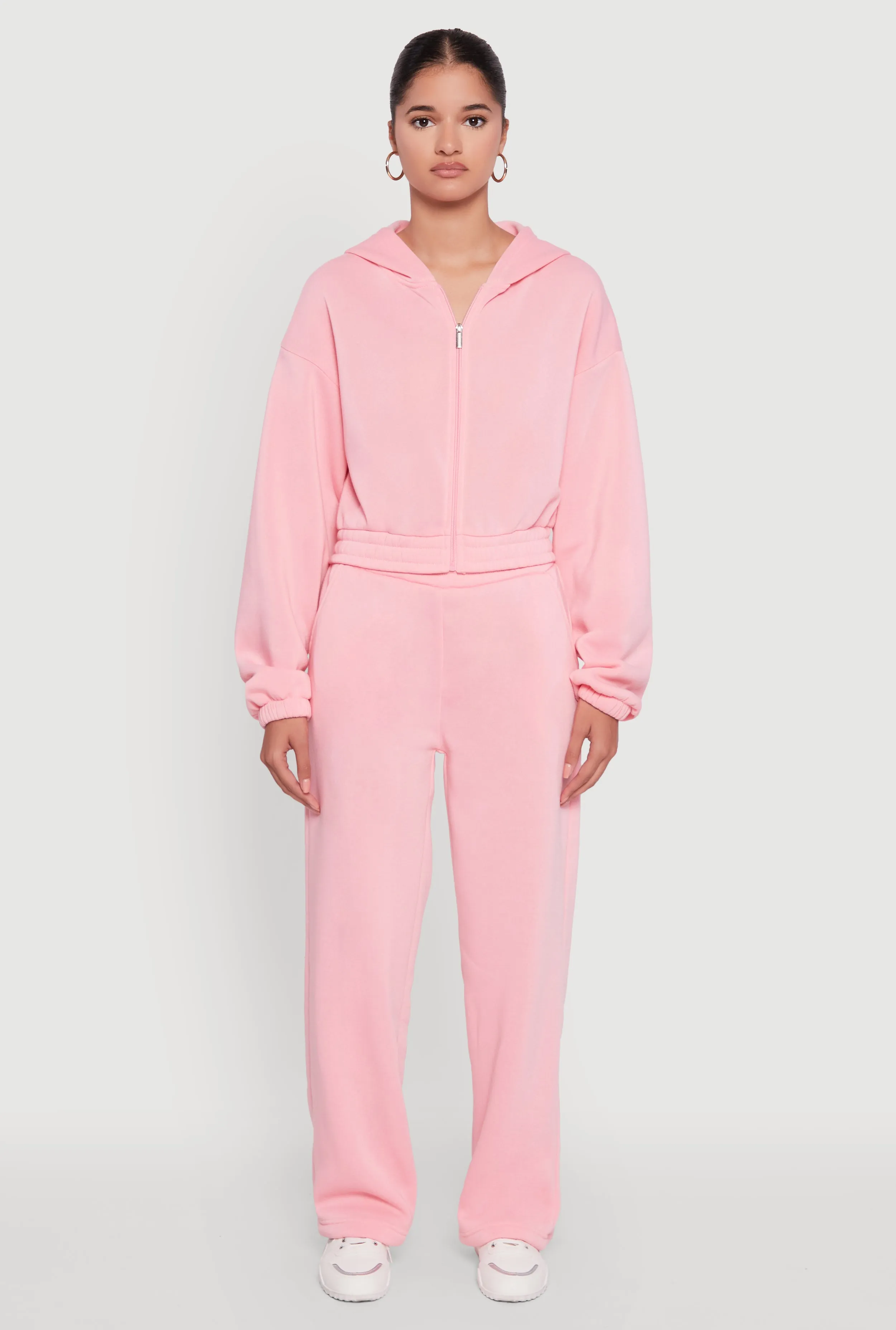 Long Sleeve Zip Front Elastic Hem Hoodie sold by Rainbow product image thumbnail 3