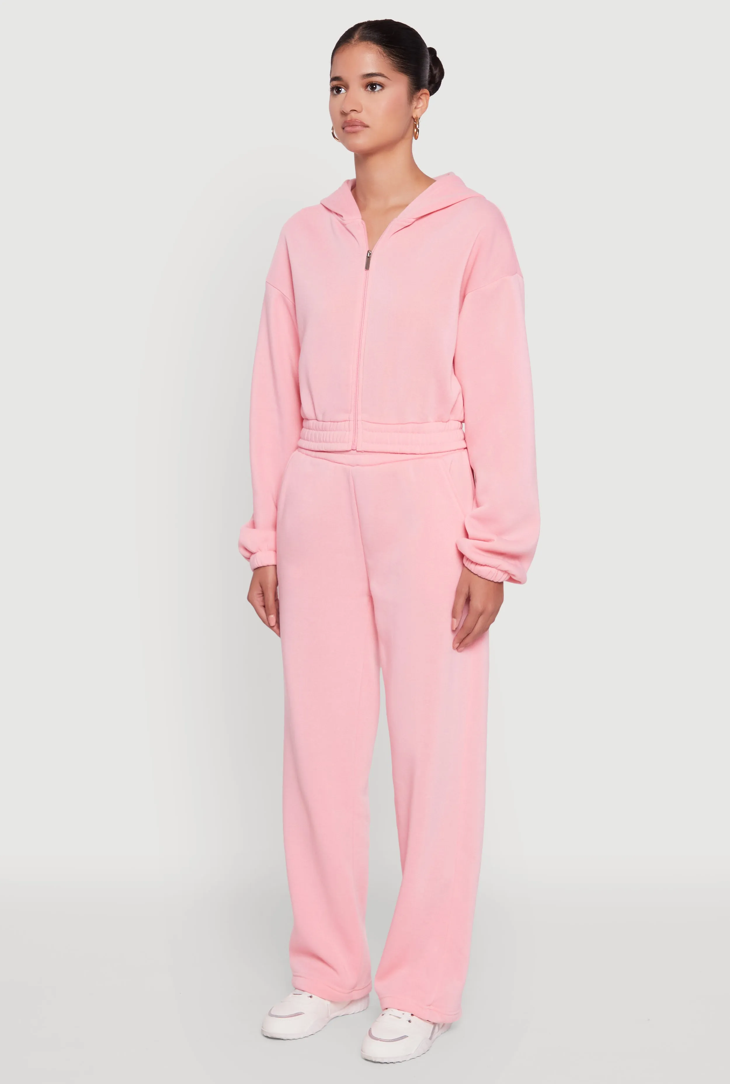 Long Sleeve Zip Front Elastic Hem Hoodie sold by Rainbow product image thumbnail 5