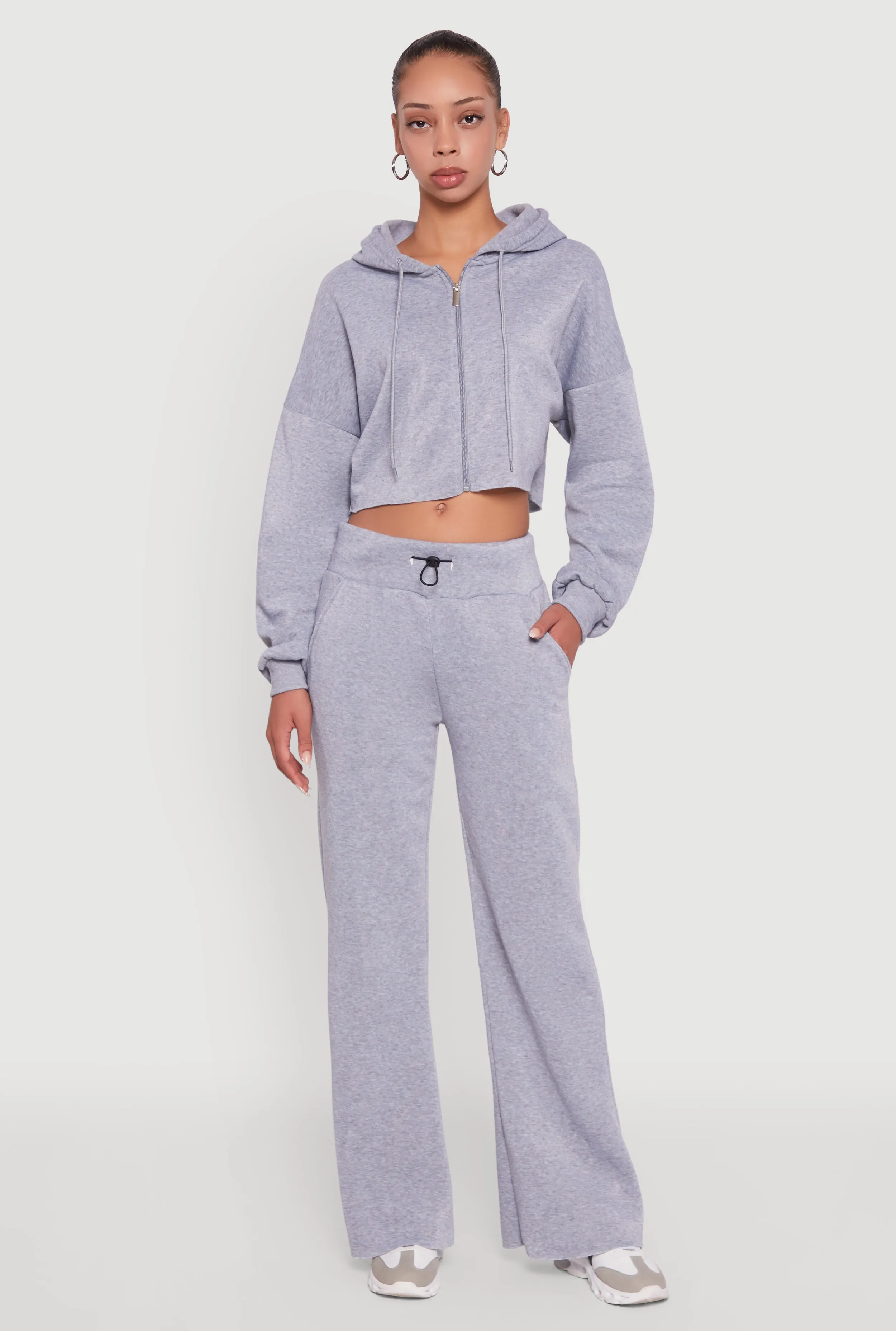 Long Sleeve Zip Front Cropped Hoodie sold by Rainbow product image thumbnail 2