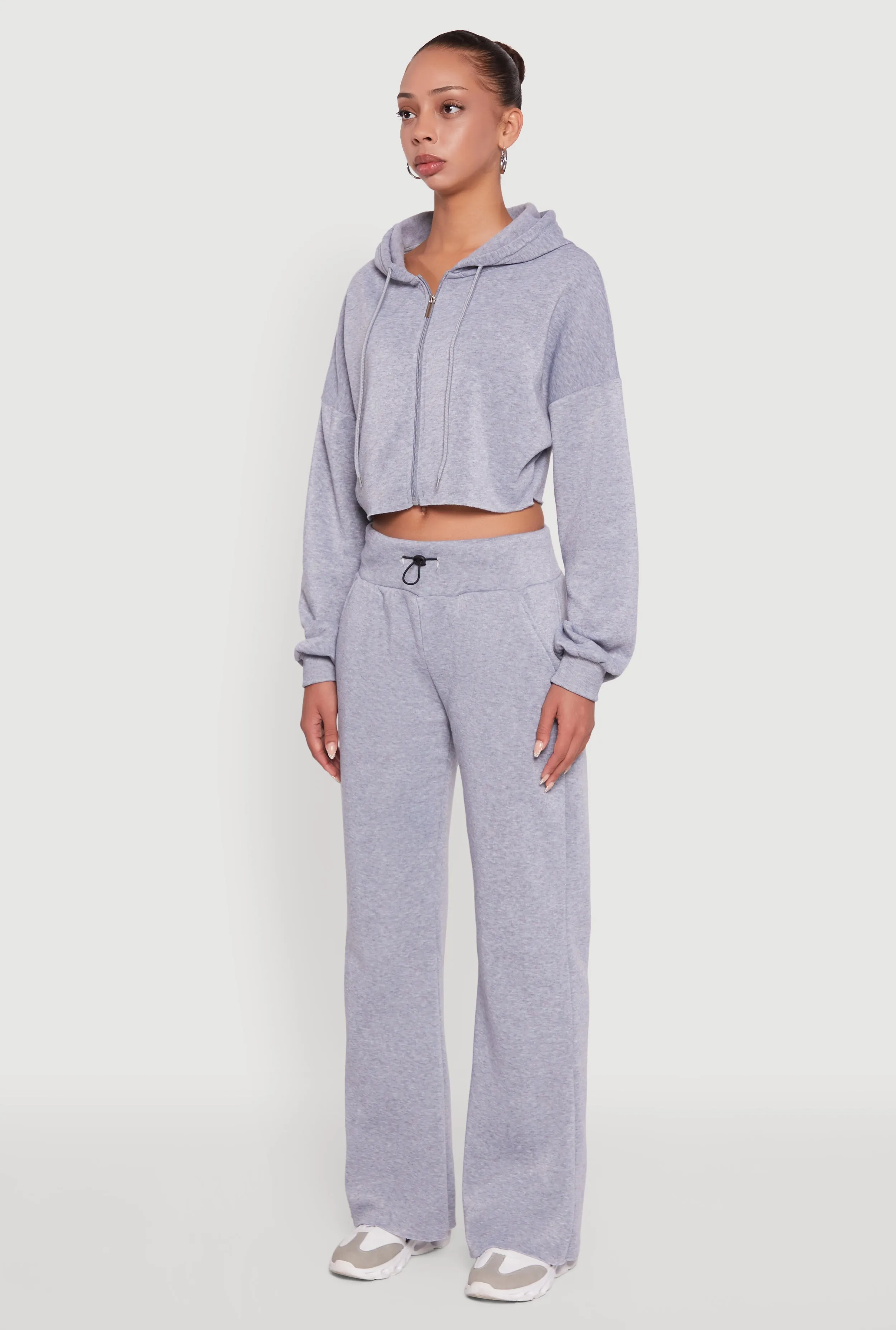 Long Sleeve Zip Front Cropped Hoodie sold by Rainbow product image thumbnail 5