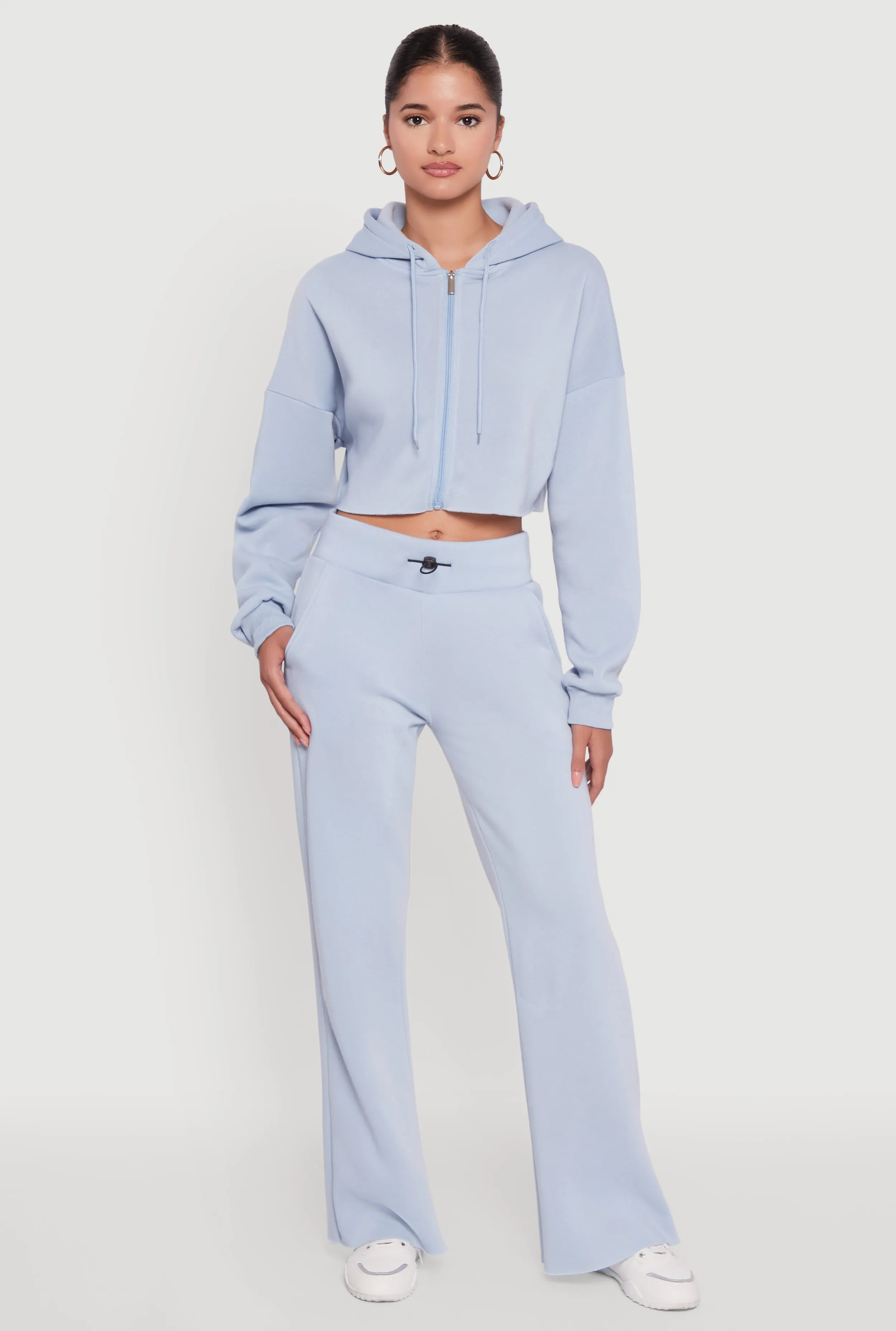 Long Sleeve Zip Front Cropped Hoodie sold by Rainbow product image thumbnail 2