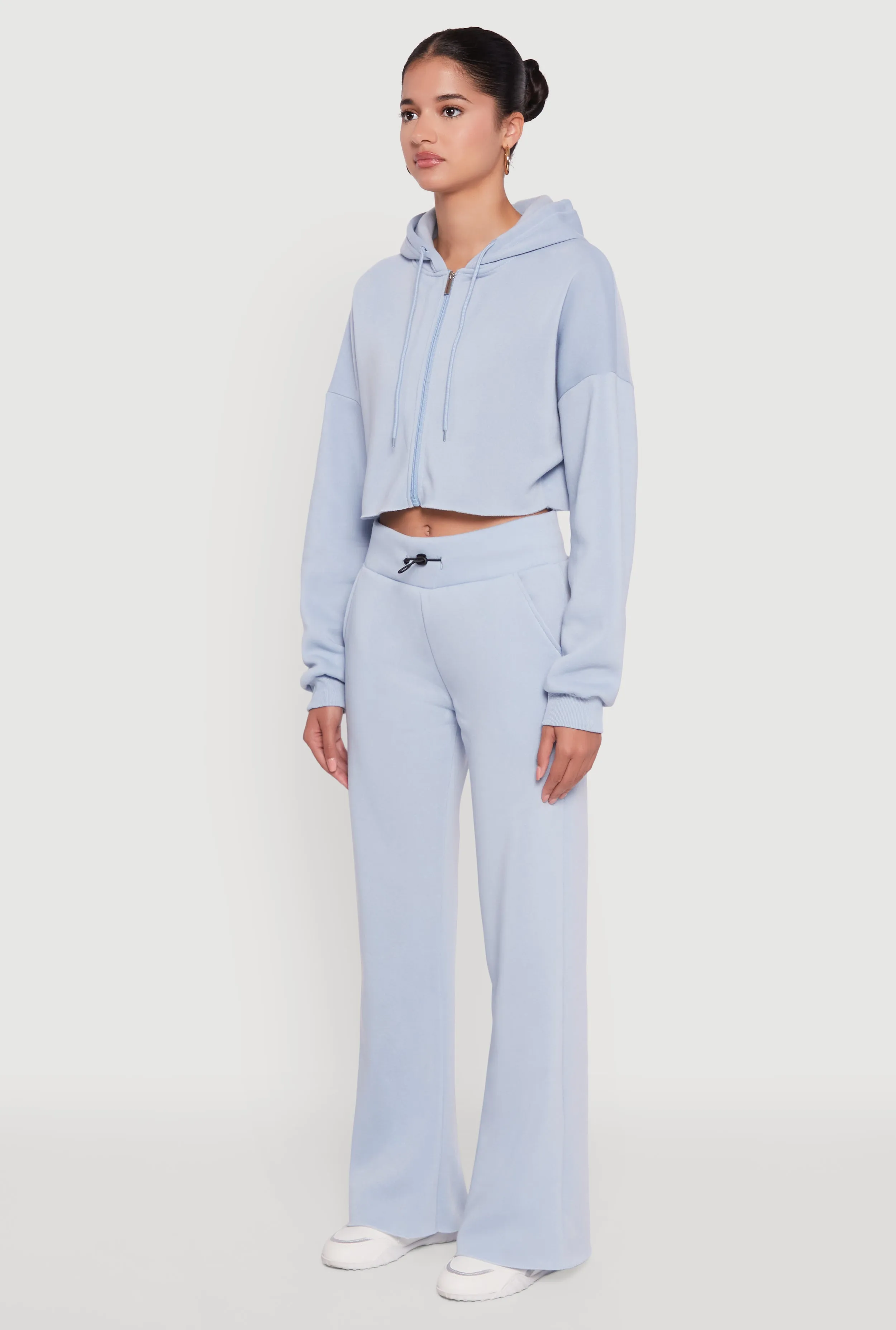 Long Sleeve Zip Front Cropped Hoodie sold by Rainbow product image thumbnail 5