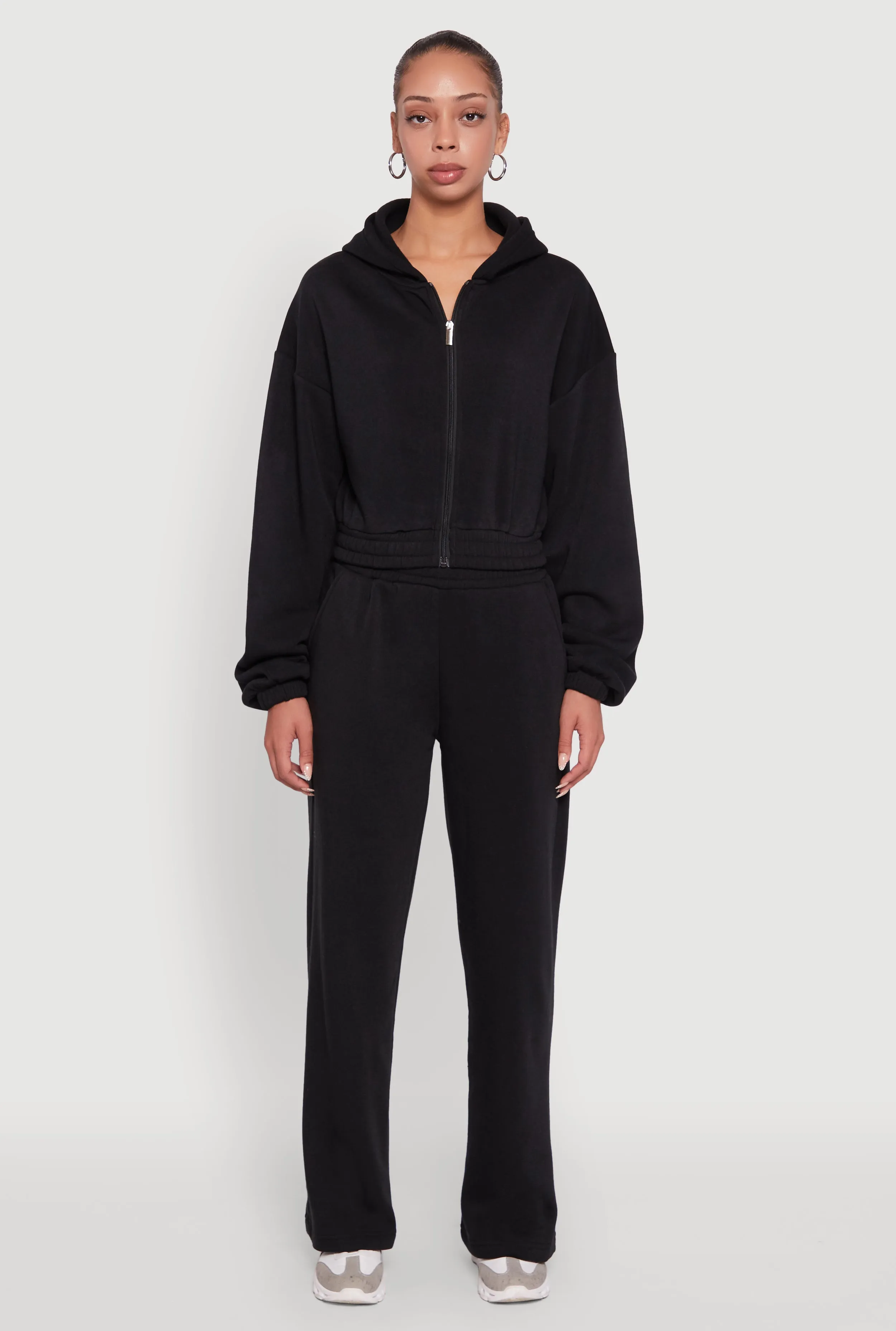 Long Sleeve Zip Front Elastic Hem Hoodie sold by Rainbow product image thumbnail 3