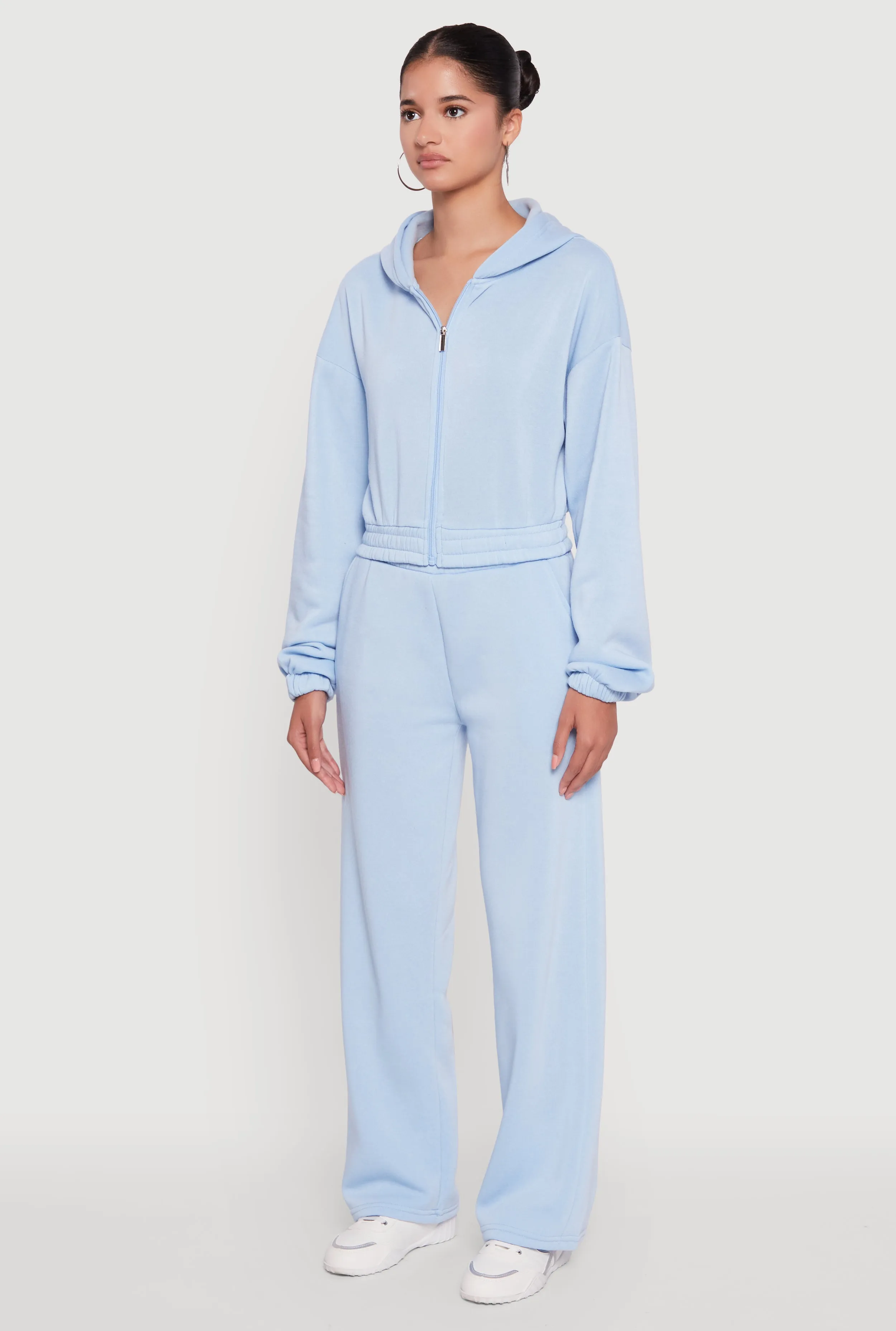 Long Sleeve Zip Front Elastic Hem Hoodie sold by Rainbow product image thumbnail 5