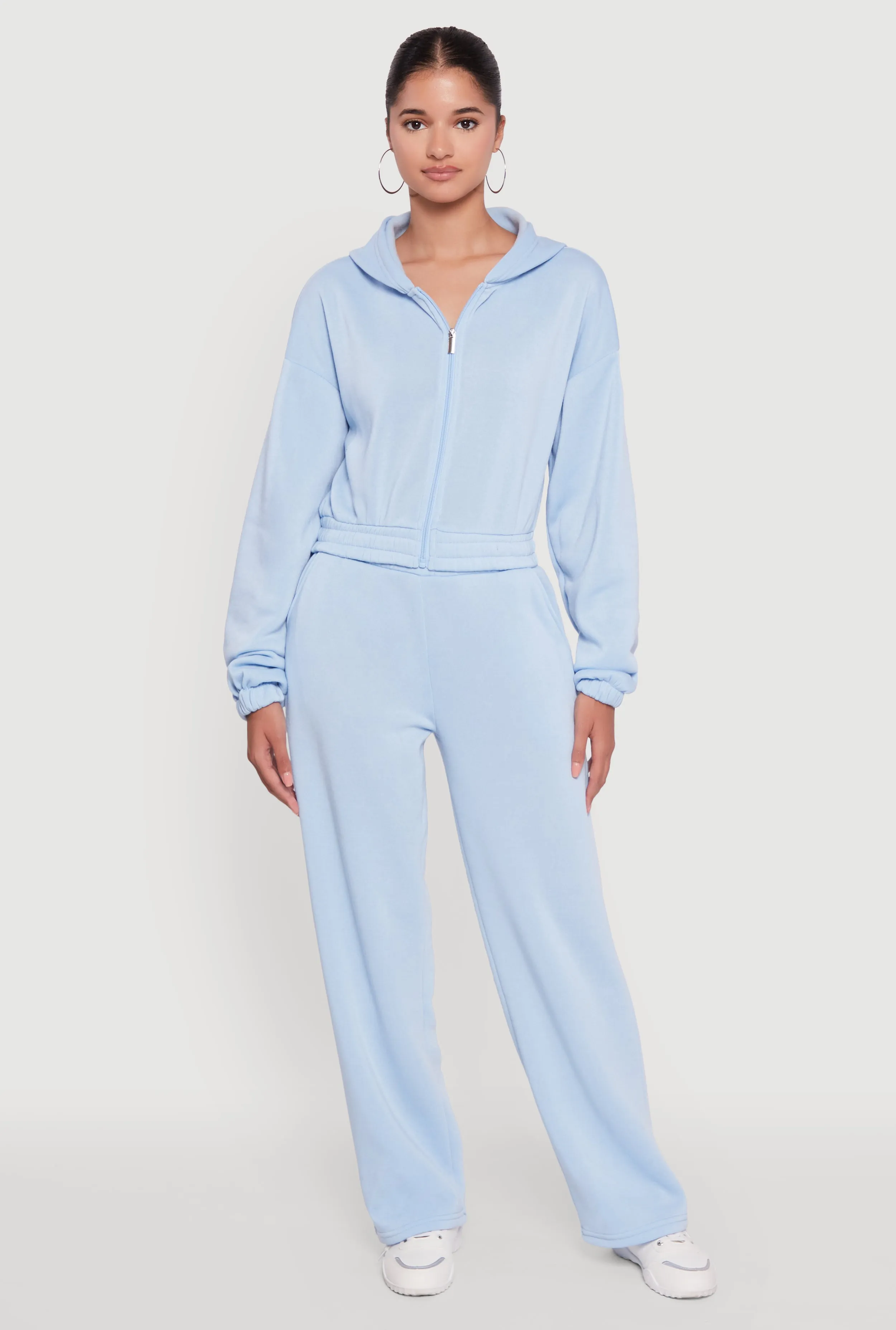 Long Sleeve Zip Front Elastic Hem Hoodie sold by Rainbow product image thumbnail 2