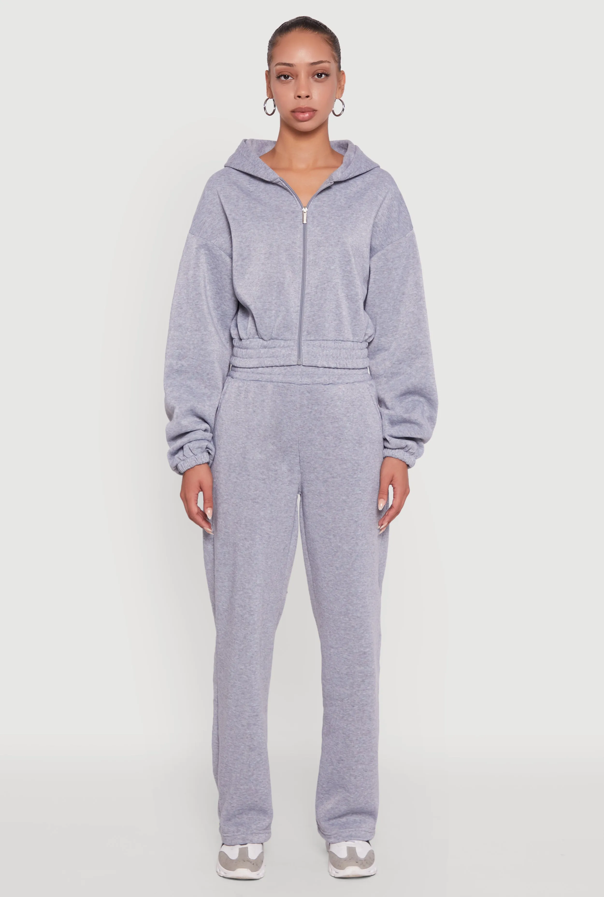 Long Sleeve Zip Front Elastic Hem Hoodie sold by Rainbow product image thumbnail 3