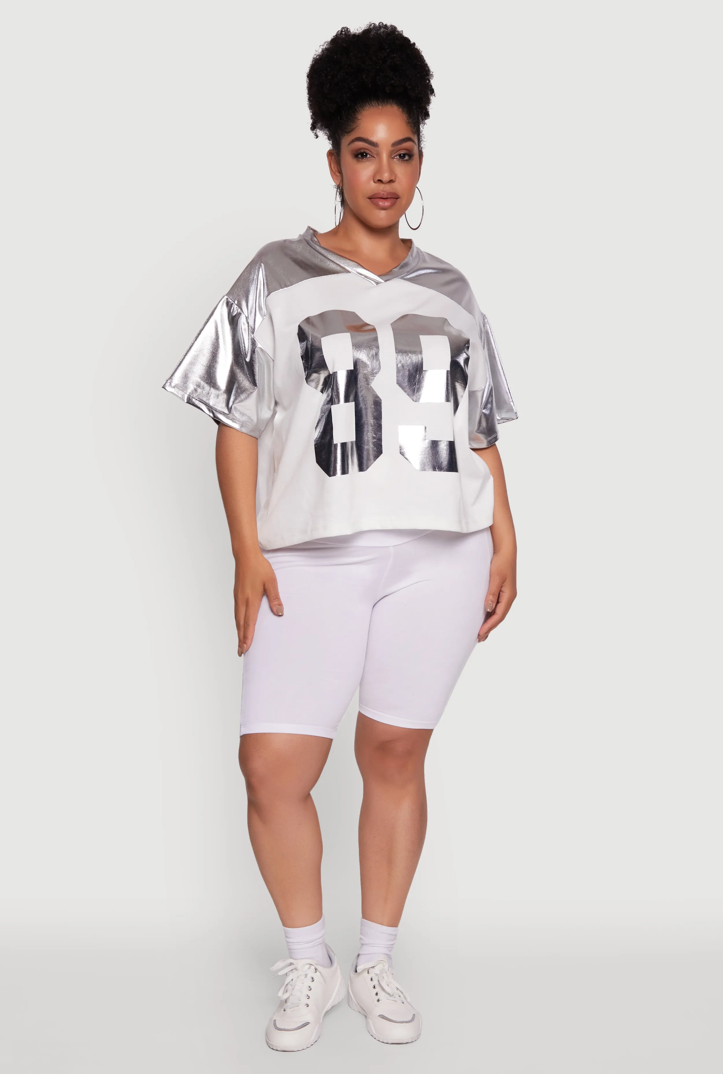 Plus Size Metallic 89 Graphic Football T-Shirt sold by Rainbow