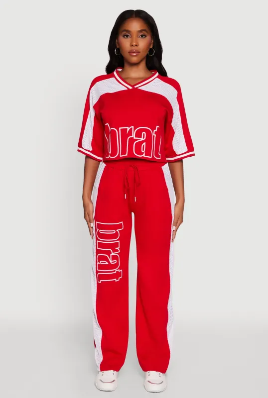 Brat Graphic High Waisted Wide Leg Active Pants sold by Rainbow