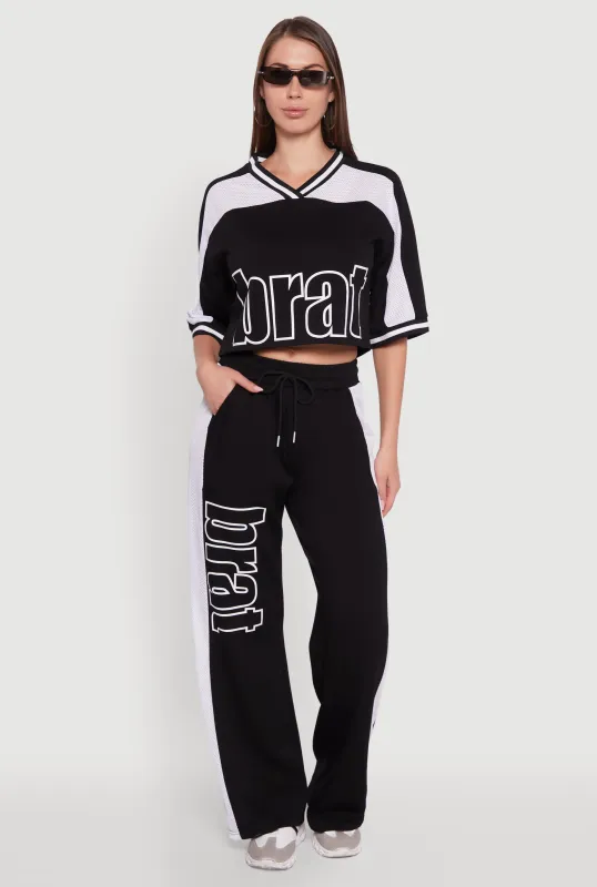 Brat Graphic High Waisted Wide Leg Active Pants sold by Rainbow