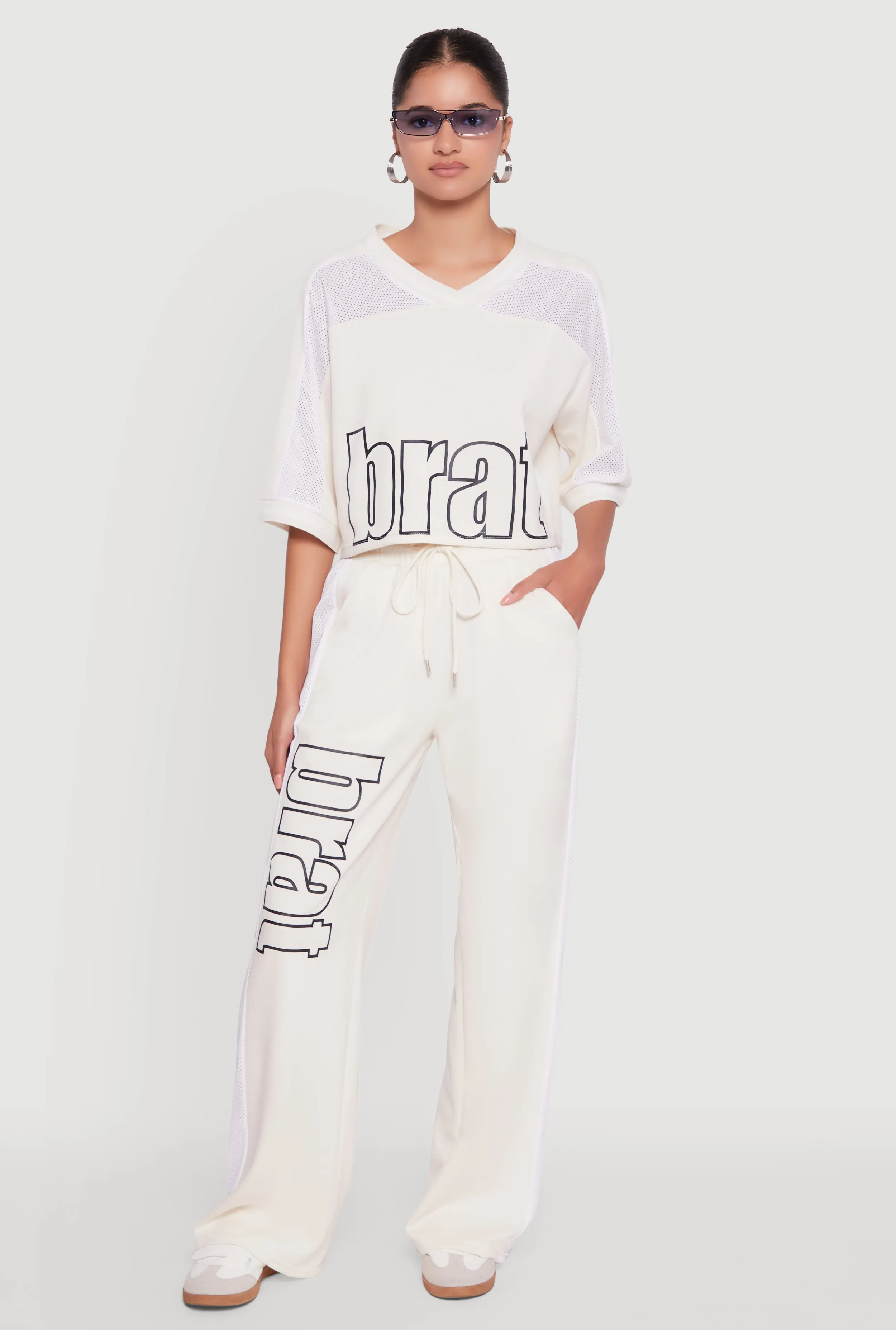 Brat Graphic High Waisted Wide Leg Active Pants sold by Rainbow product image thumbnail 3