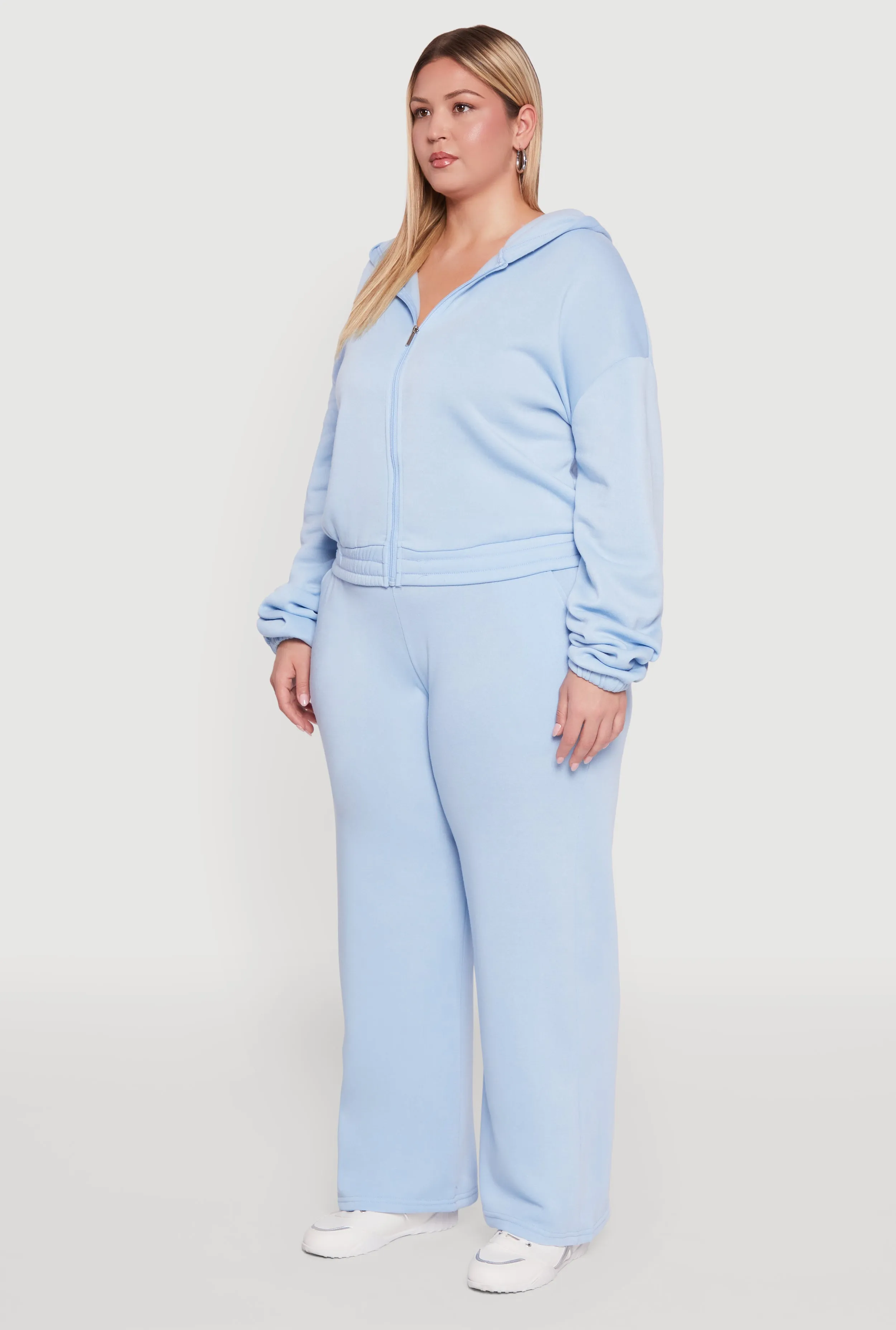 Plus Size Long Sleeve Zip Front Elastic Hem Hoodie sold by Rainbow product image thumbnail 5