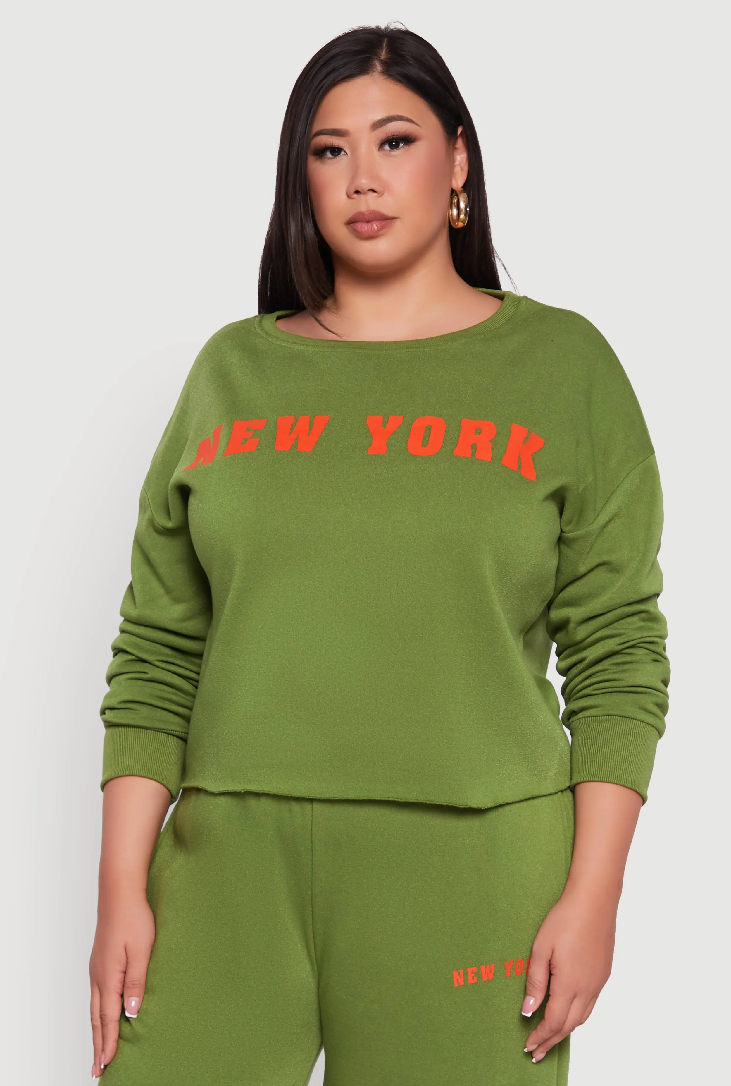 Plus Size New York Graphic Raw Hem Sweatshirt sold by Rainbow product image thumbnail 4