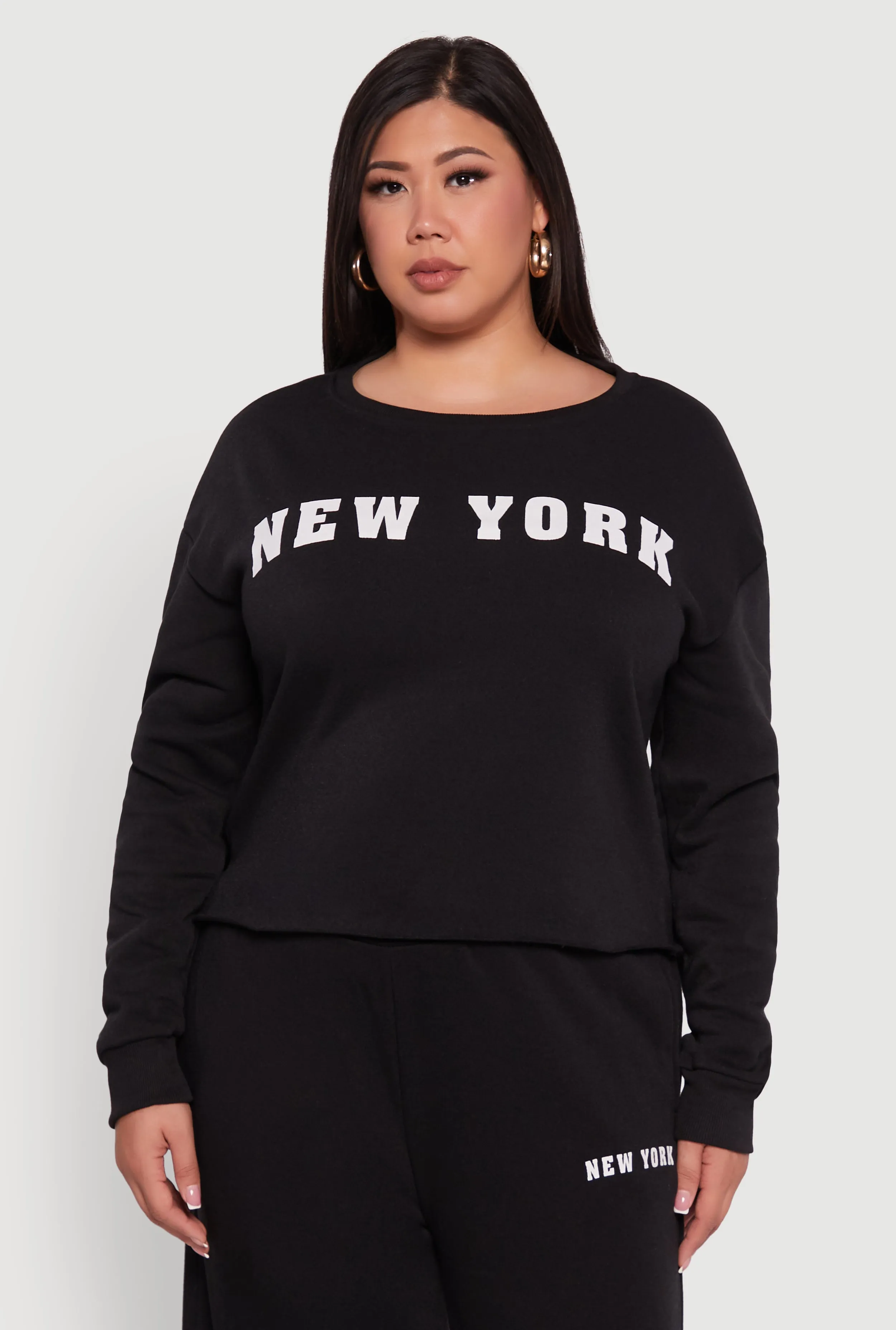 Plus Size New York Graphic Raw Hem Sweatshirt sold by Rainbow