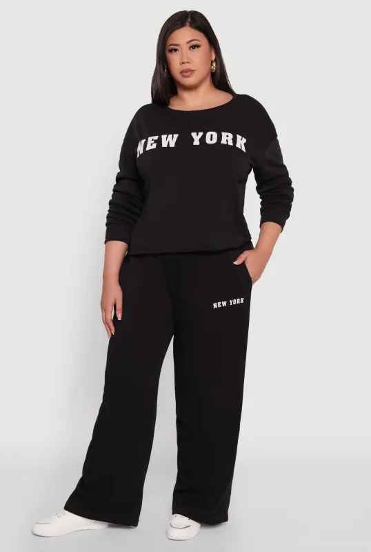 Plus Size New York Graphic Sweatpants sold by Rainbow