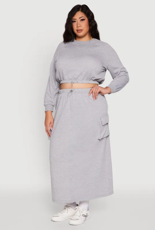 Plus Size High Waisted Toggle Drawstring Cargo Skirt sold by Rainbow