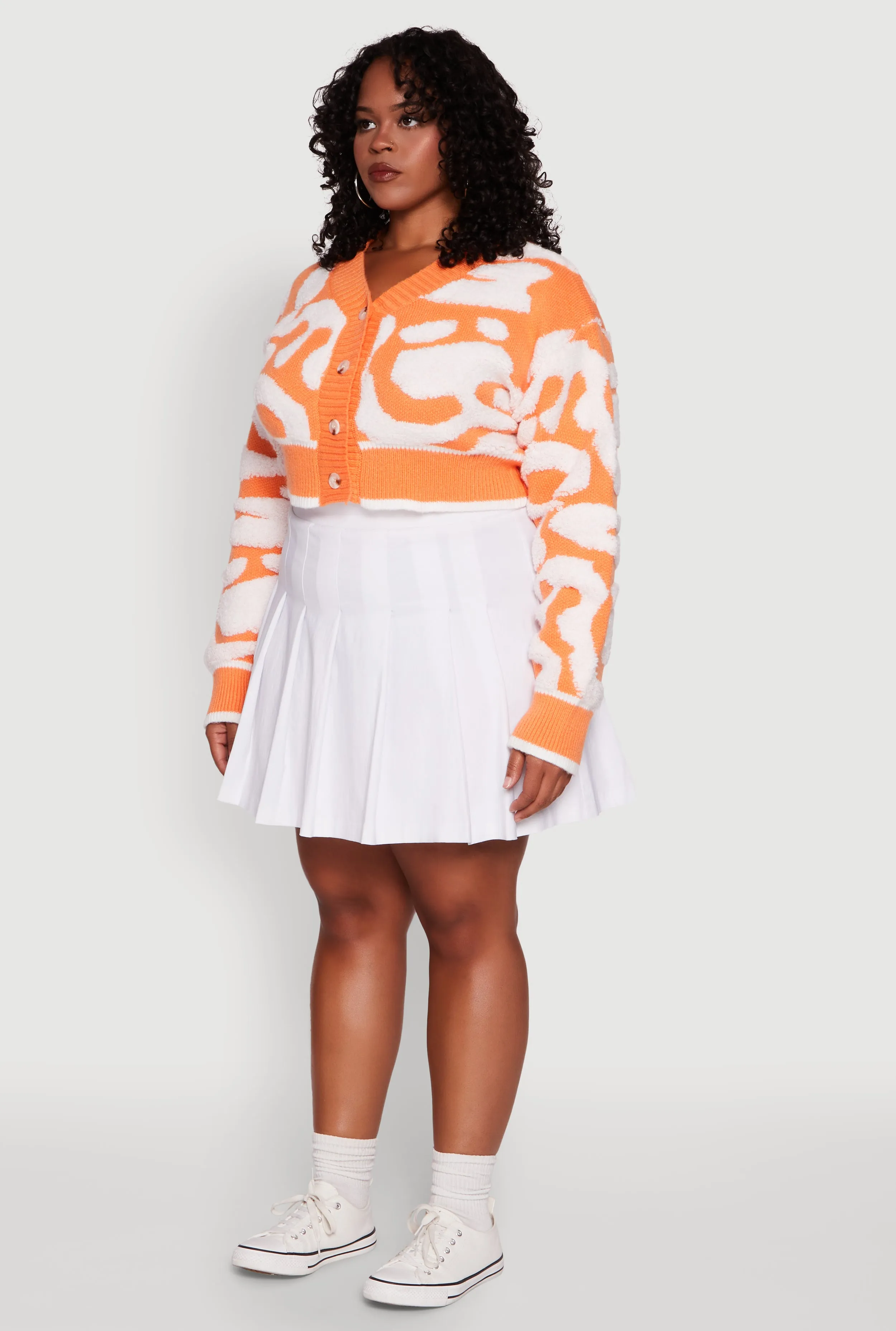 Plus Size Tufted Knit Button Front Cropped Cardigan sold by Rainbow product image thumbnail 5