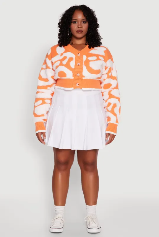 Plus Size Tufted Knit Button Front Cropped Cardigan sold by Rainbow