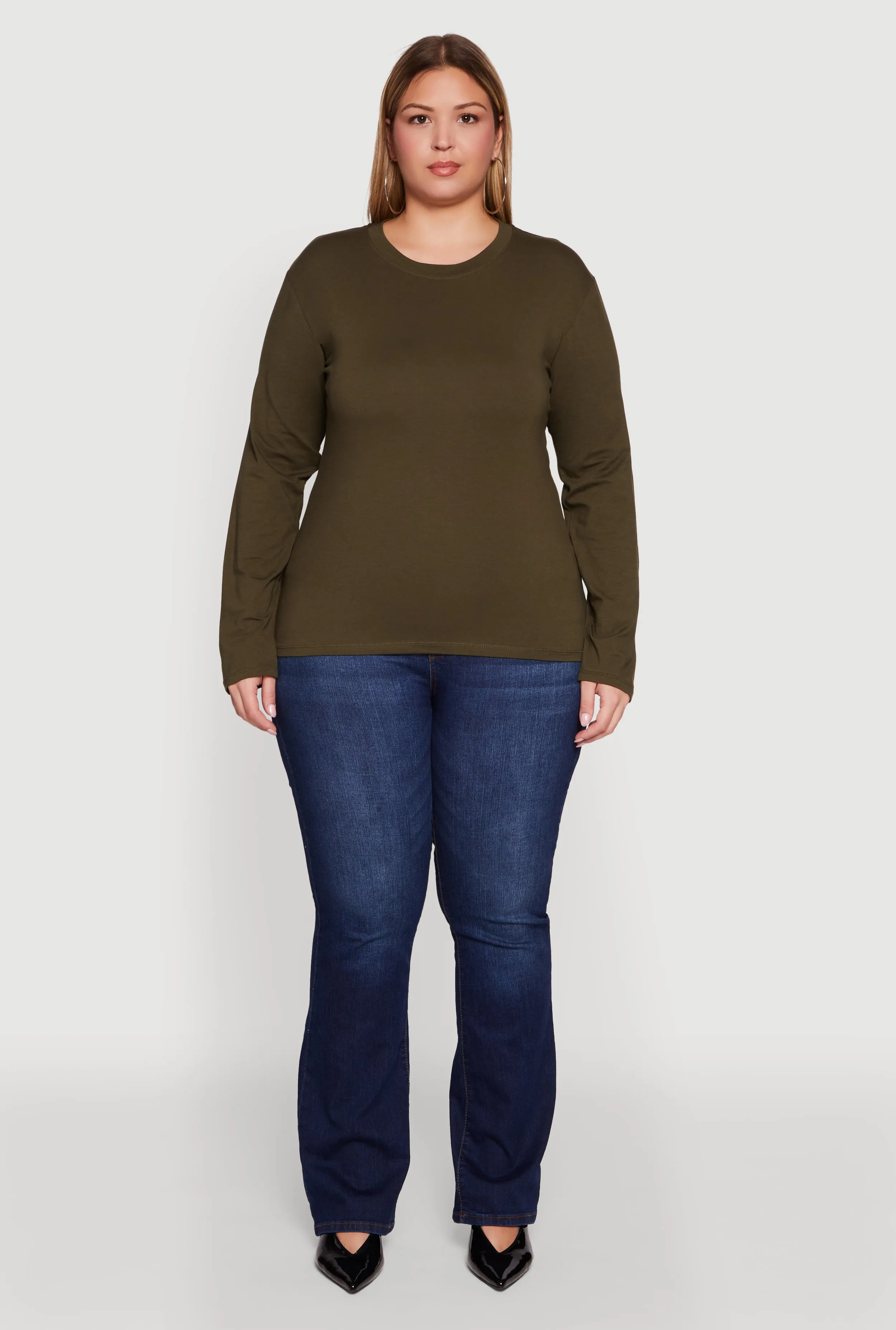 Plus Size Basic Long Sleeve Crew Neck T-Shirt sold by Rainbow product image thumbnail 3