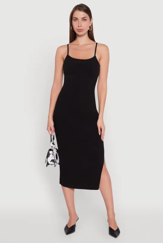 Trendy Scoop Neck Solid Cami Dress sold by Rainbow