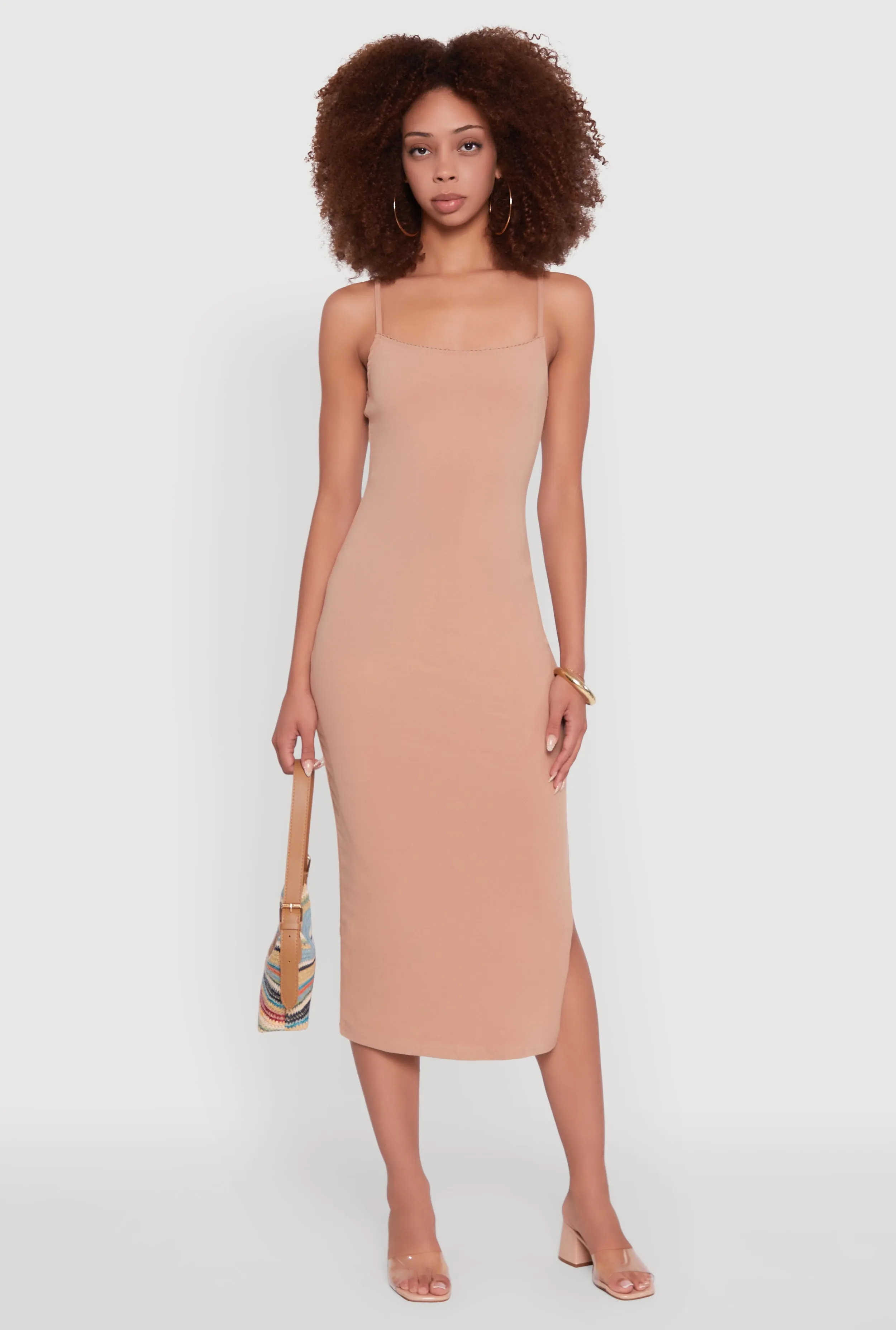 Trendy Scoop Neck Solid Cami Dress sold by Rainbow product image thumbnail 3