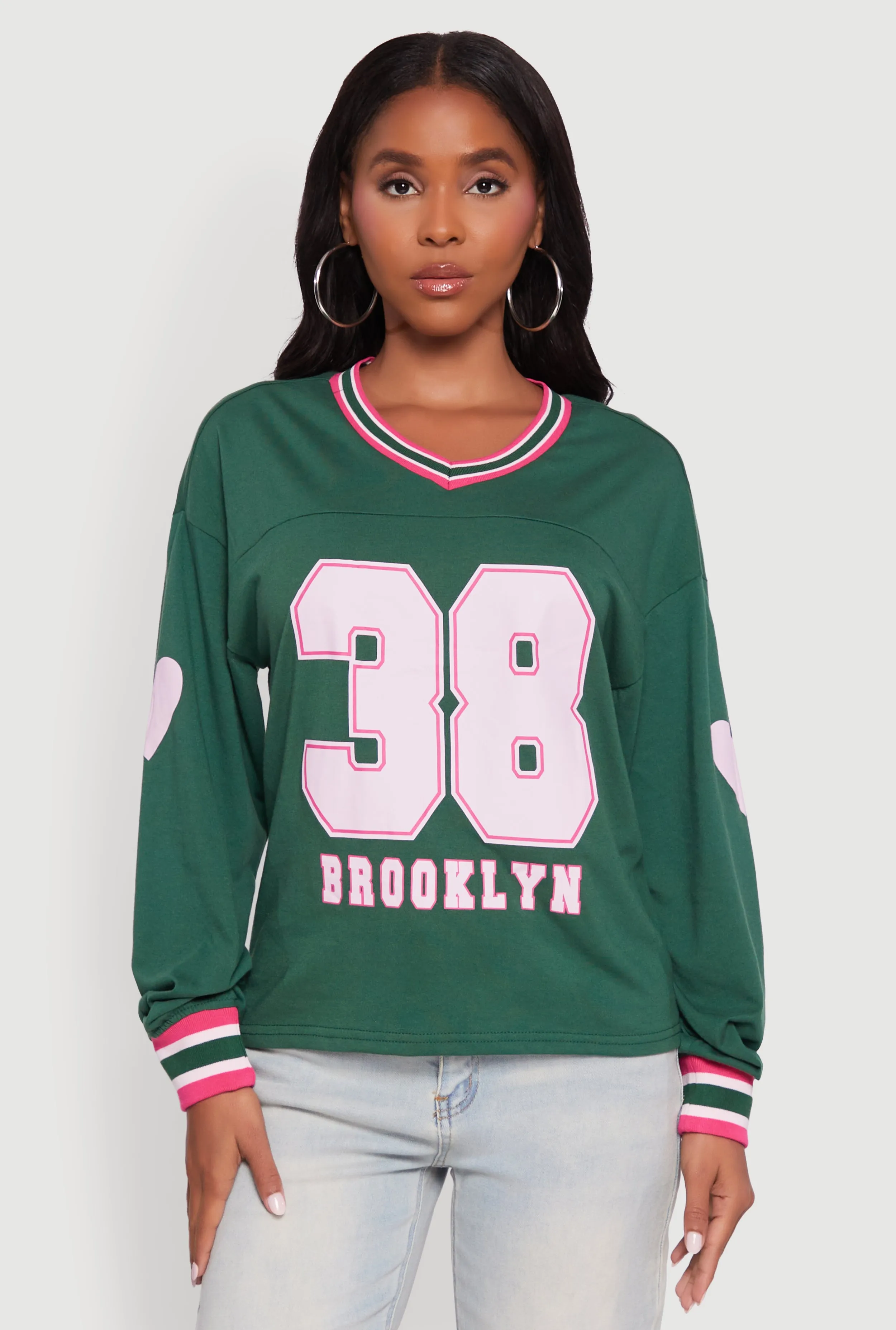 V Neck Varsity Stripe Graphic Tee sold by Rainbow product image thumbnail 2