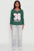 V Neck Varsity Stripe Graphic Tee sold by Rainbow