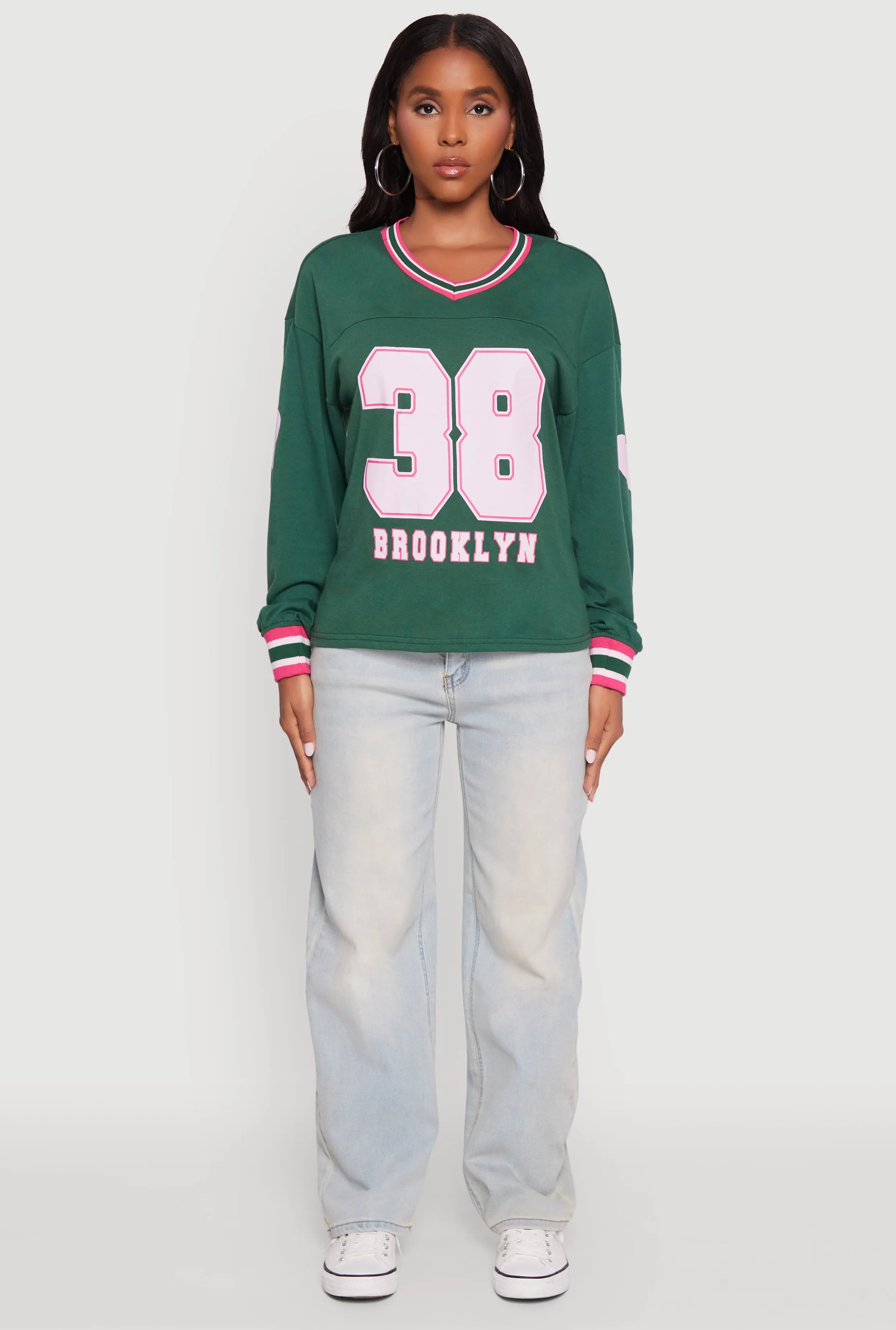 V Neck Varsity Stripe Graphic Tee sold by Rainbow product image thumbnail 3