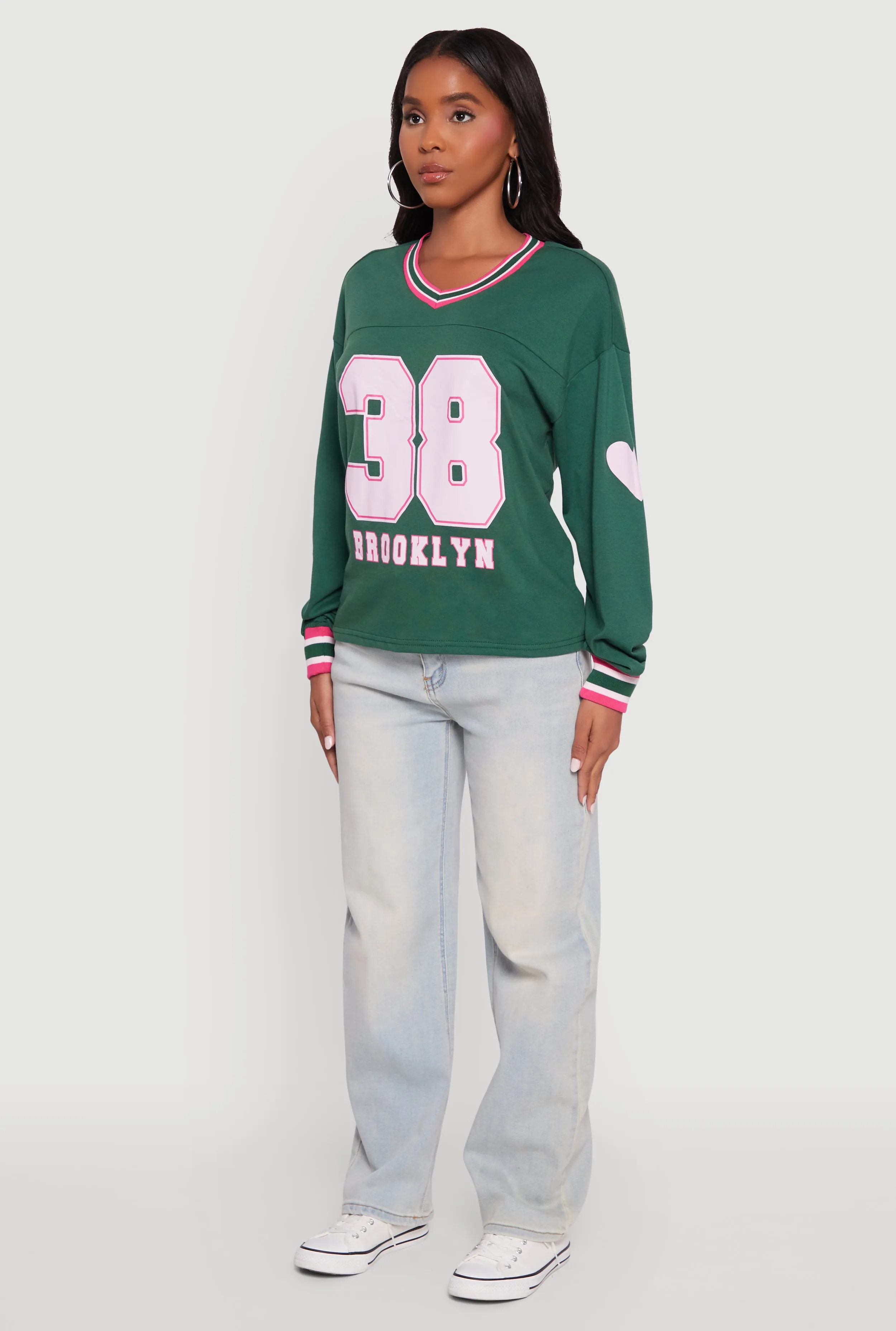 V Neck Varsity Stripe Graphic Tee sold by Rainbow product image thumbnail 5