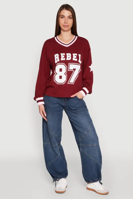 V Neck Varsity Stripe Graphic Tee sold by Rainbow