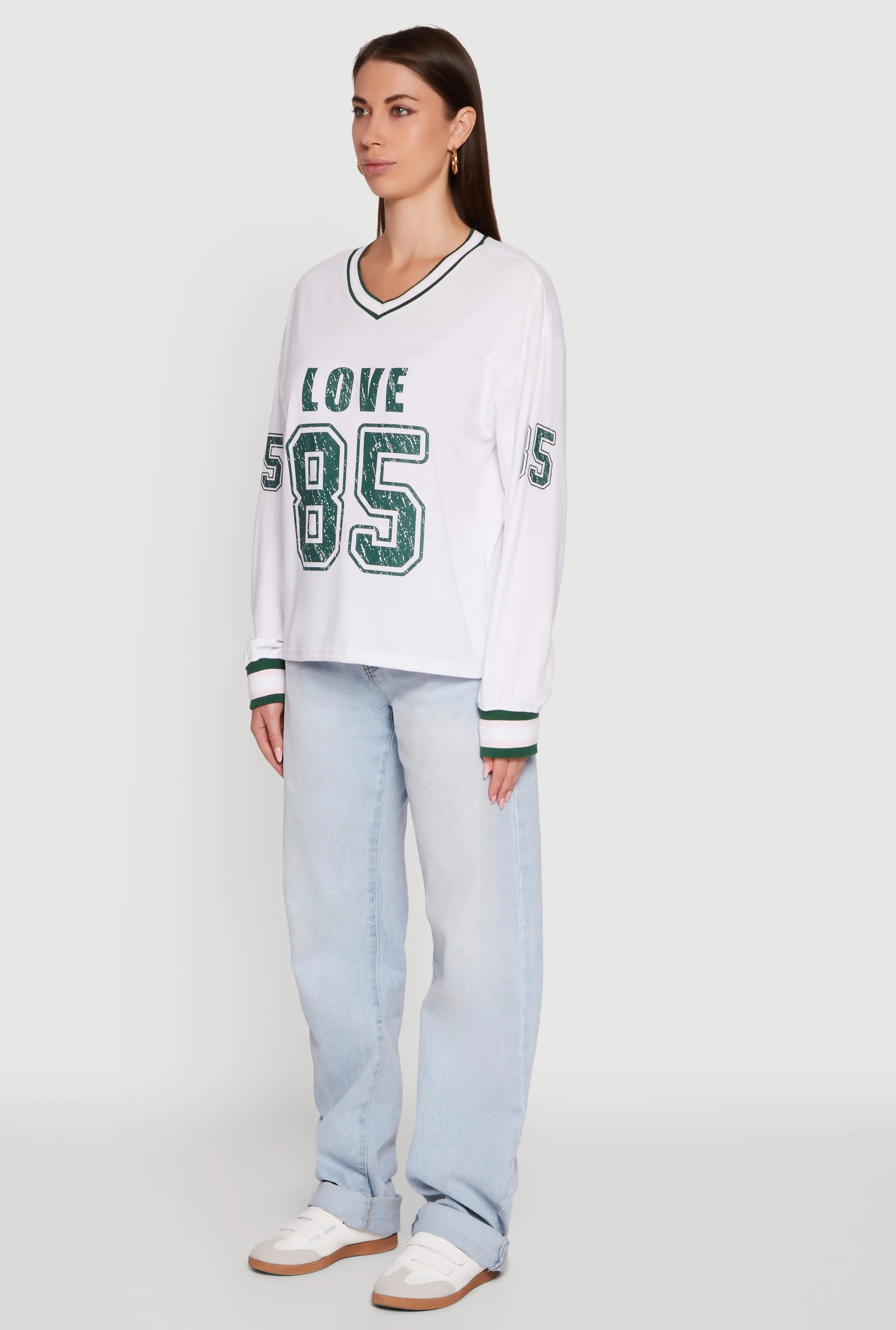 V Neck Varsity Stripe Graphic Tee sold by Rainbow product image thumbnail 5