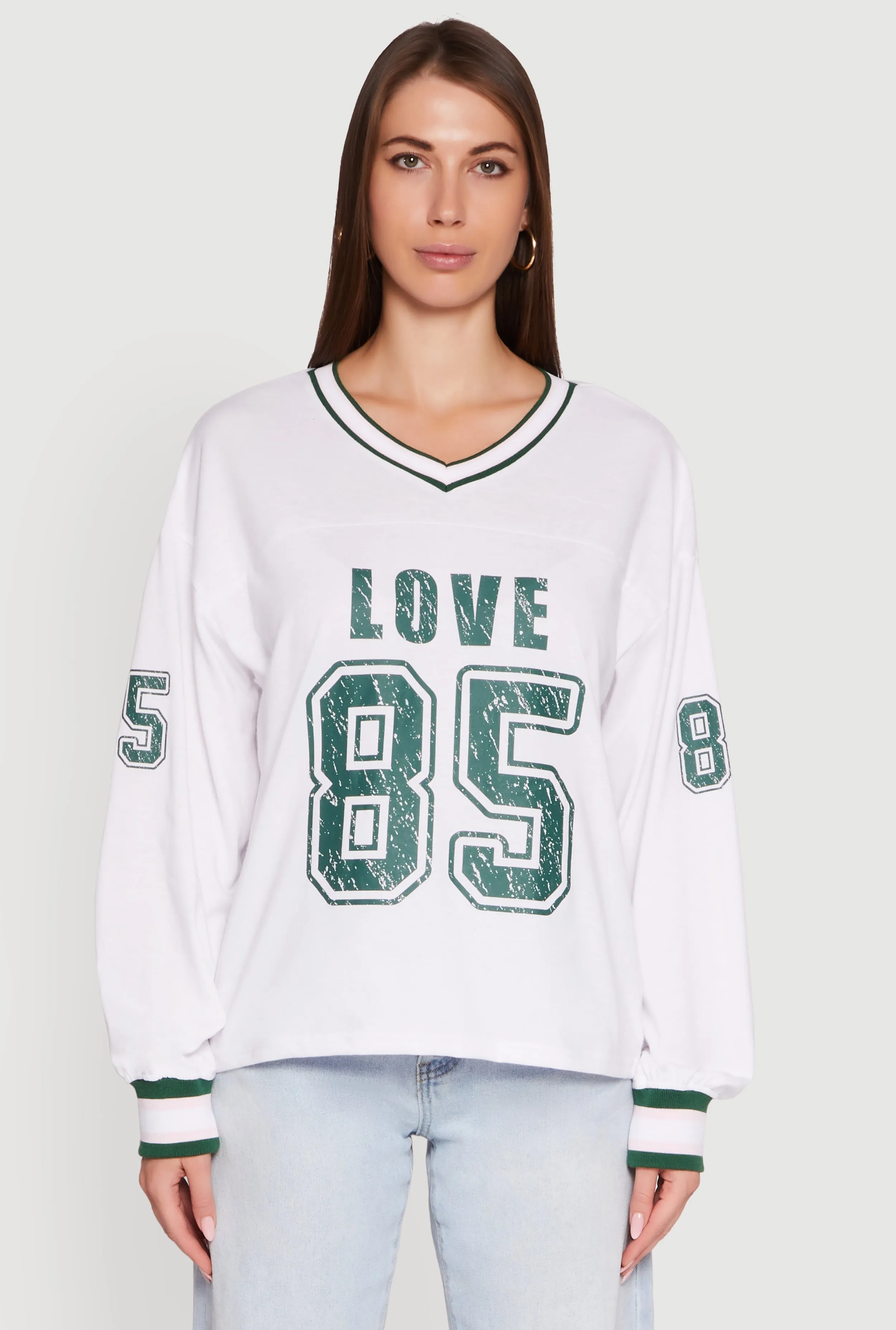 V Neck Varsity Stripe Graphic Tee sold by Rainbow product image thumbnail 2