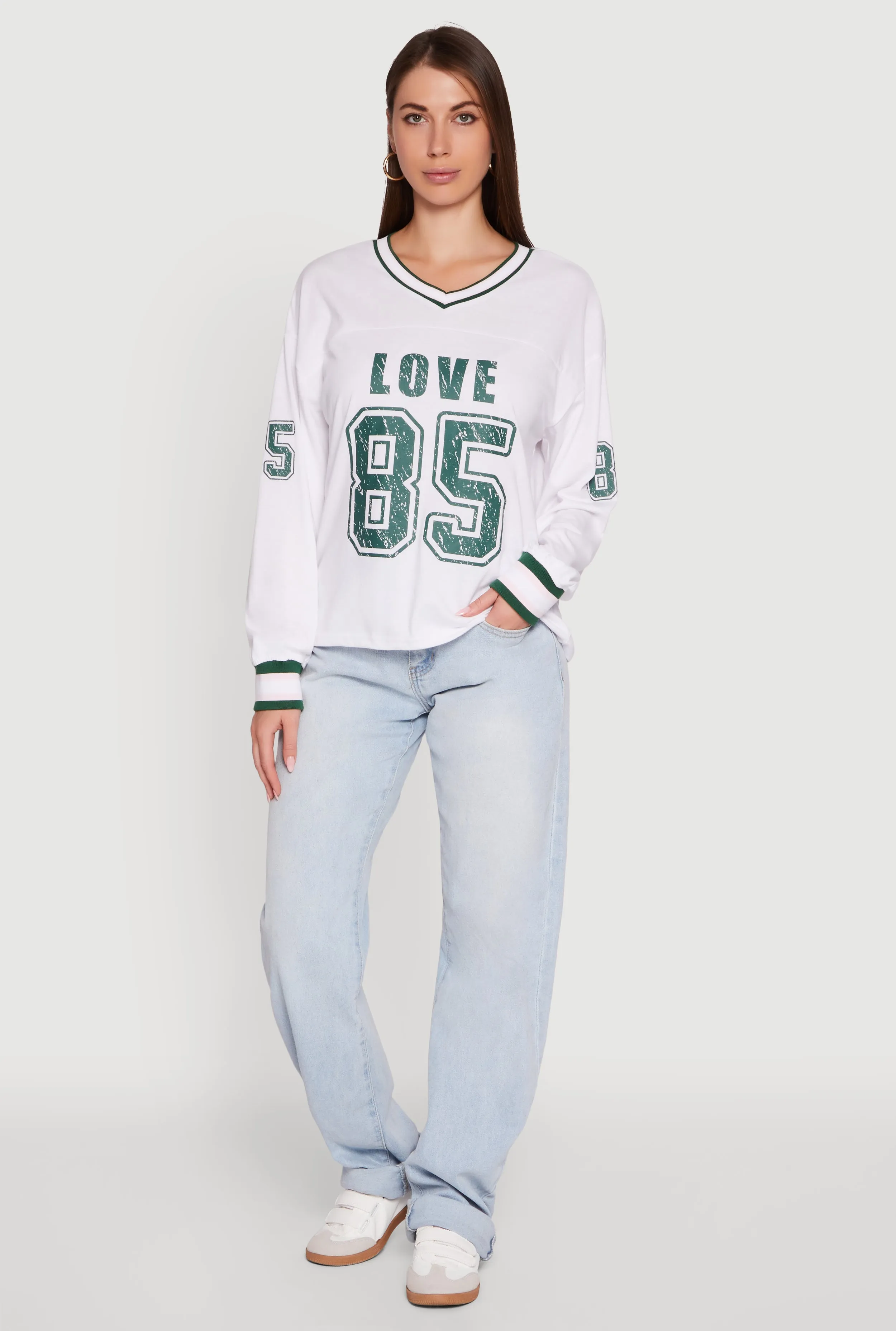 V Neck Varsity Stripe Graphic Tee sold by Rainbow product image thumbnail 3