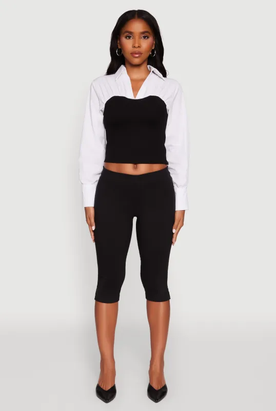 Color Blocked Ruched Ponte Blouse sold by Rainbow