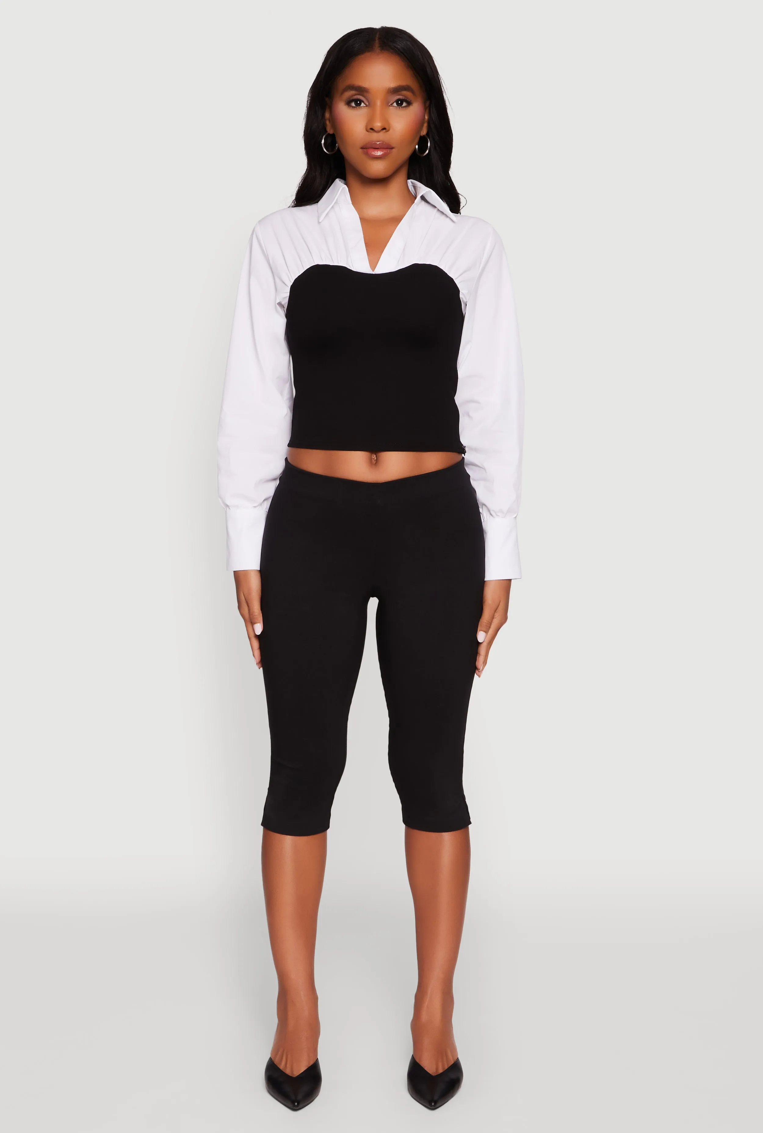 Color Blocked Ruched Ponte Blouse sold by Rainbow