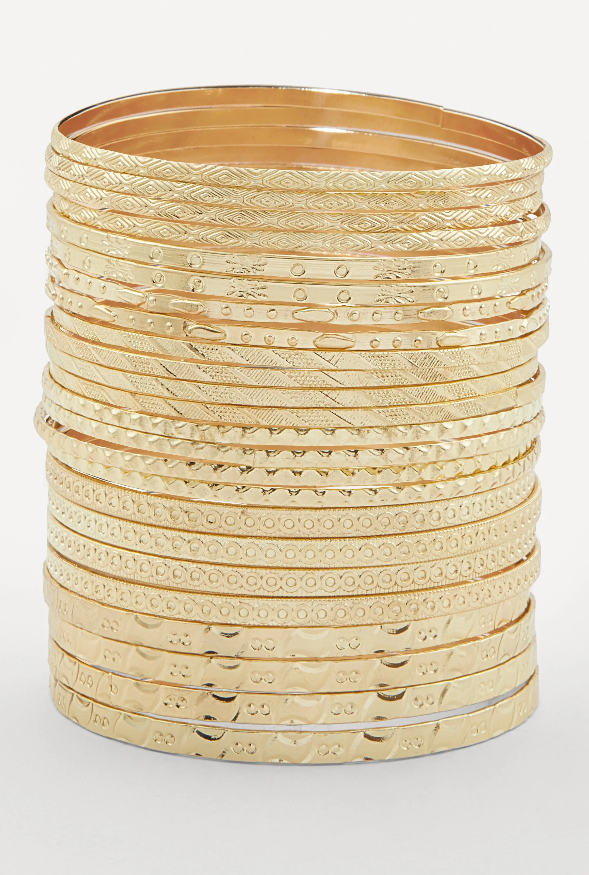 Plus Size Textured Metallic Bangles Set of 24 sold by Rainbow