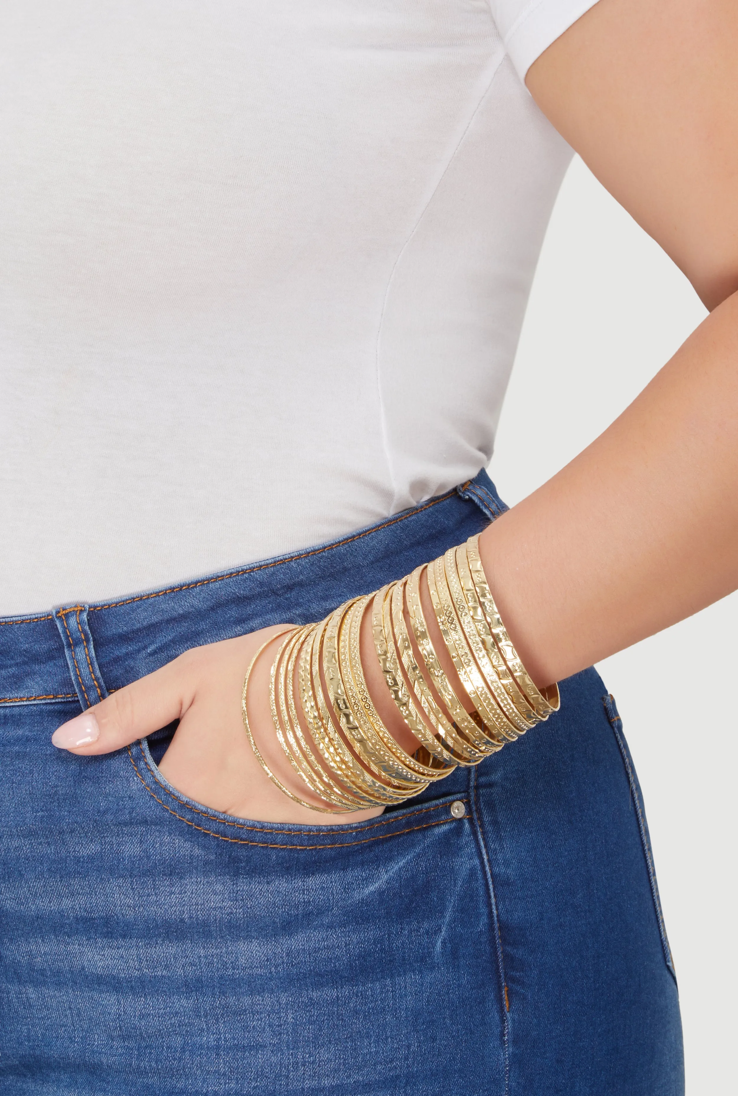 Plus Size Textured Metallic Bangles Set of 24 sold by Rainbow product image thumbnail 2