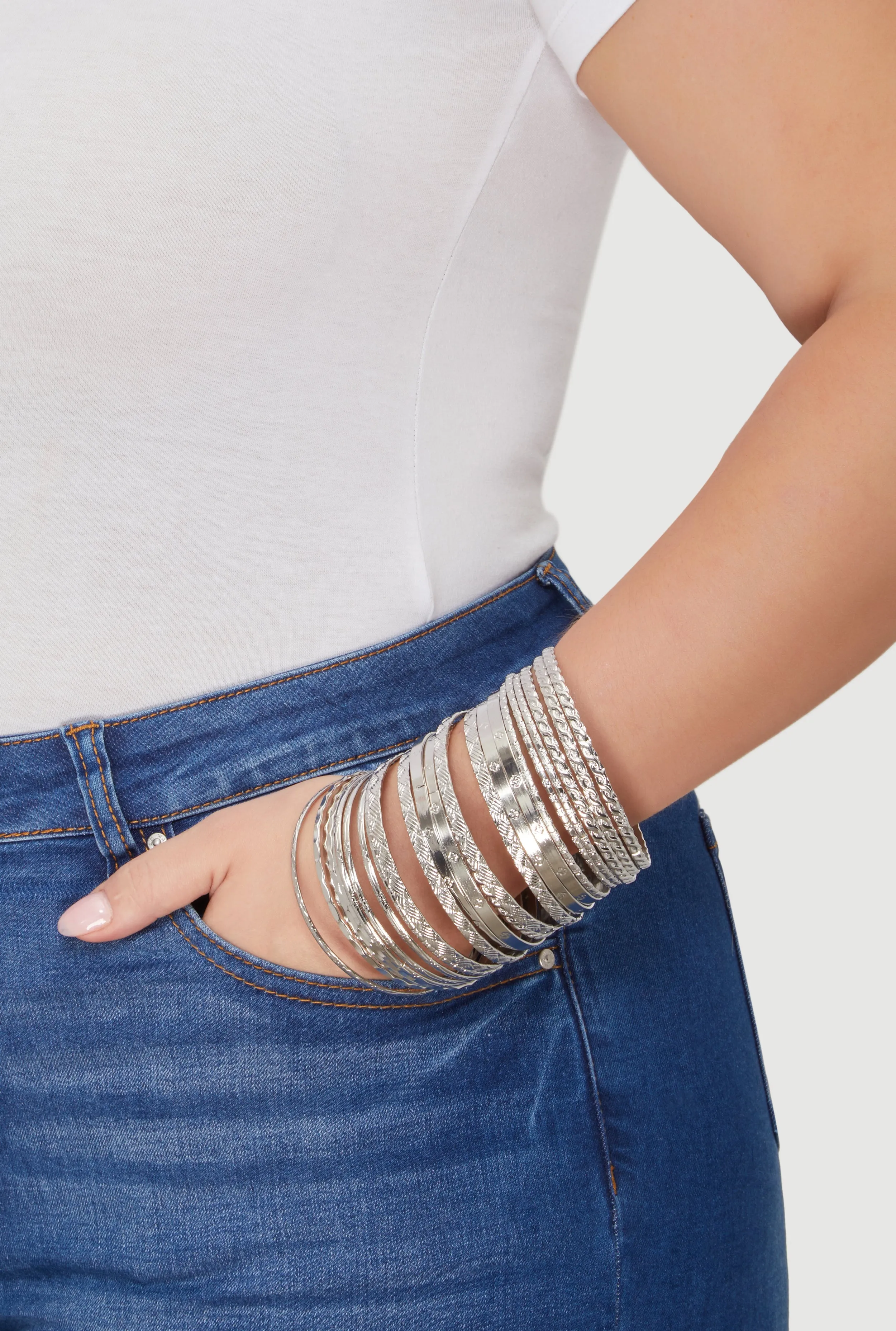 Plus Size Metallic Textured Bangles Set of 24 sold by Rainbow product image thumbnail 2