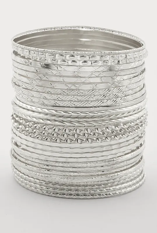 Plus Size Metallic Textured Bangles Set of 30 sold by Rainbow